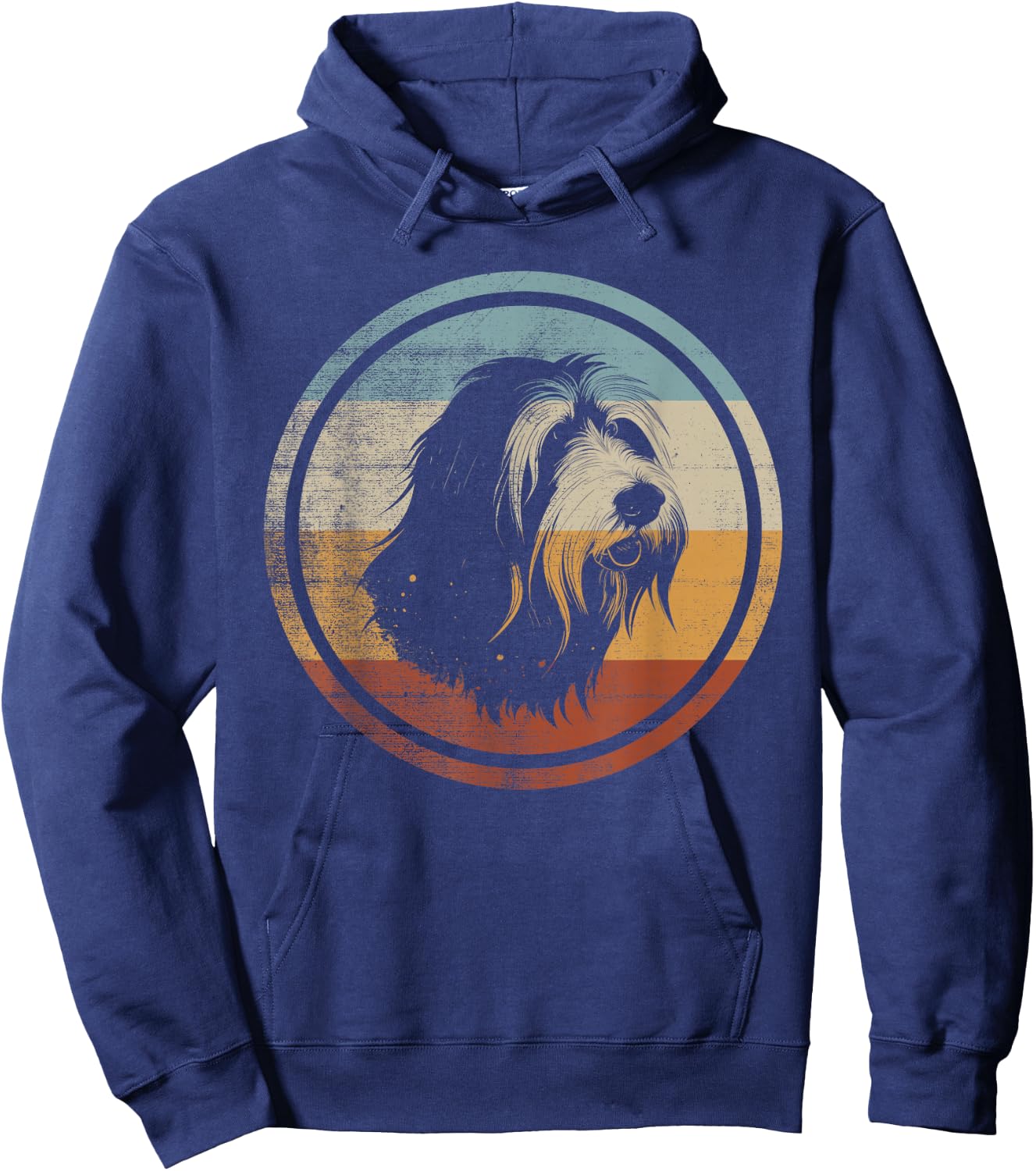Retro Style Bearded Collie Hund Hoodie - Hoodie | Navy