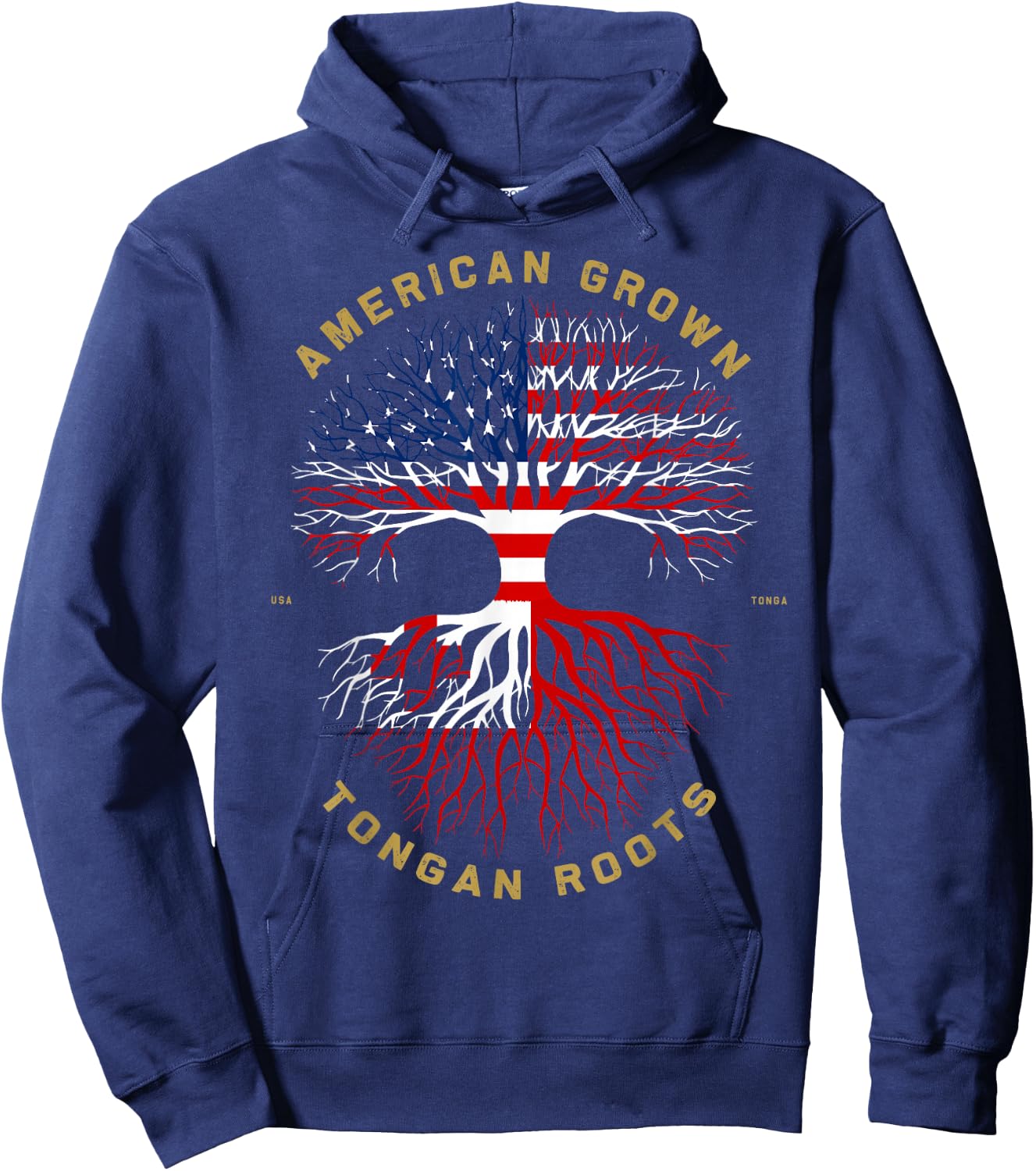 American Grown With Tongan Roots Tree USA Flag Unique Gifts Hoodie - Hoodie | Navy