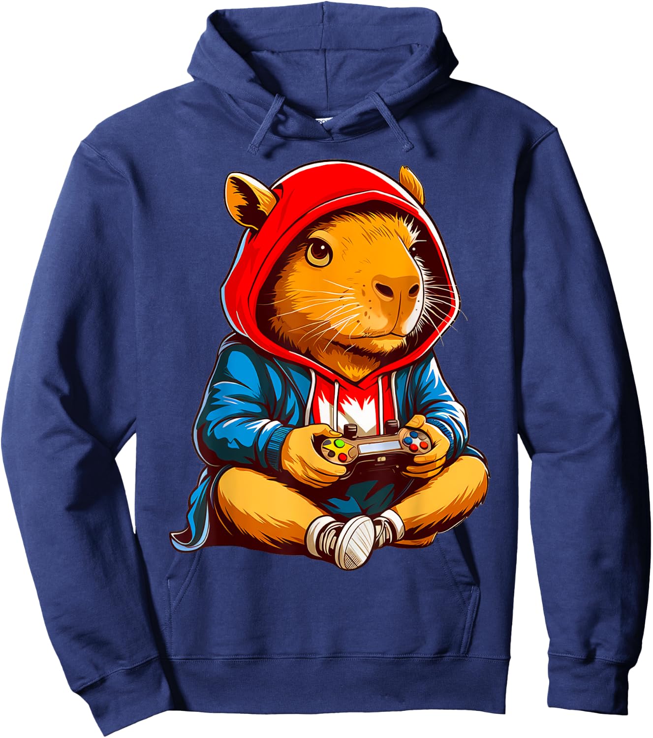 Capybara Video Games Funny Gaming Capy Men Teen Boys Kids Hoodie - Hoodie | Navy