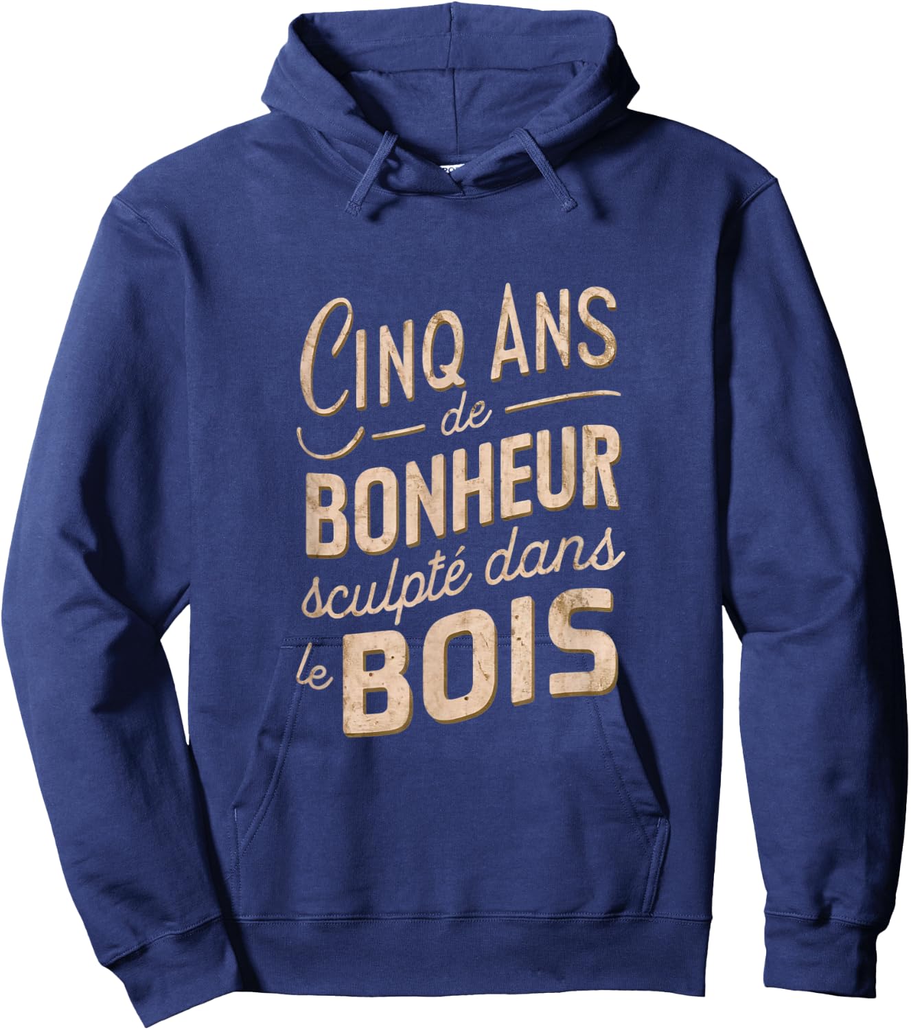 Gift 5 Years Wedding Anniversary Noces de bois , Black, S Hoodie - Hoodie | Navy