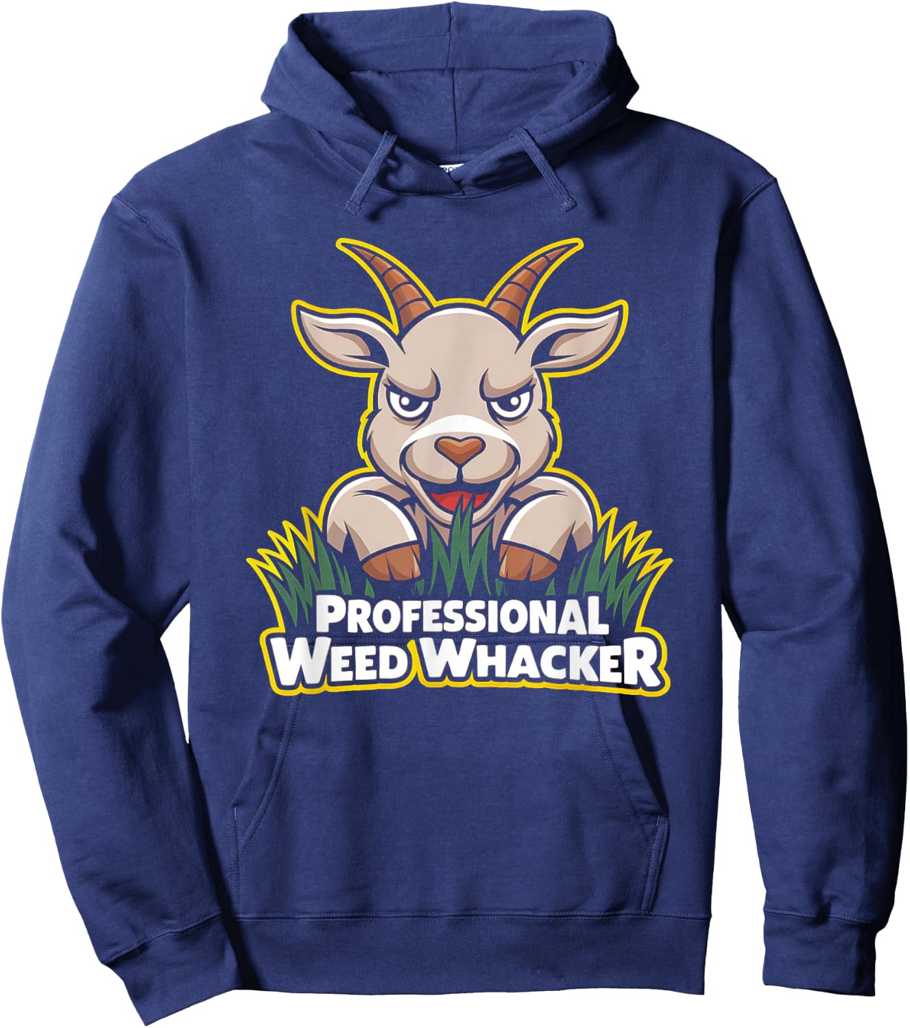 Professional Weed Whacker Funny Pygmy Goat Lawn Mowing Farm Hoodie - Hoodie | Navy