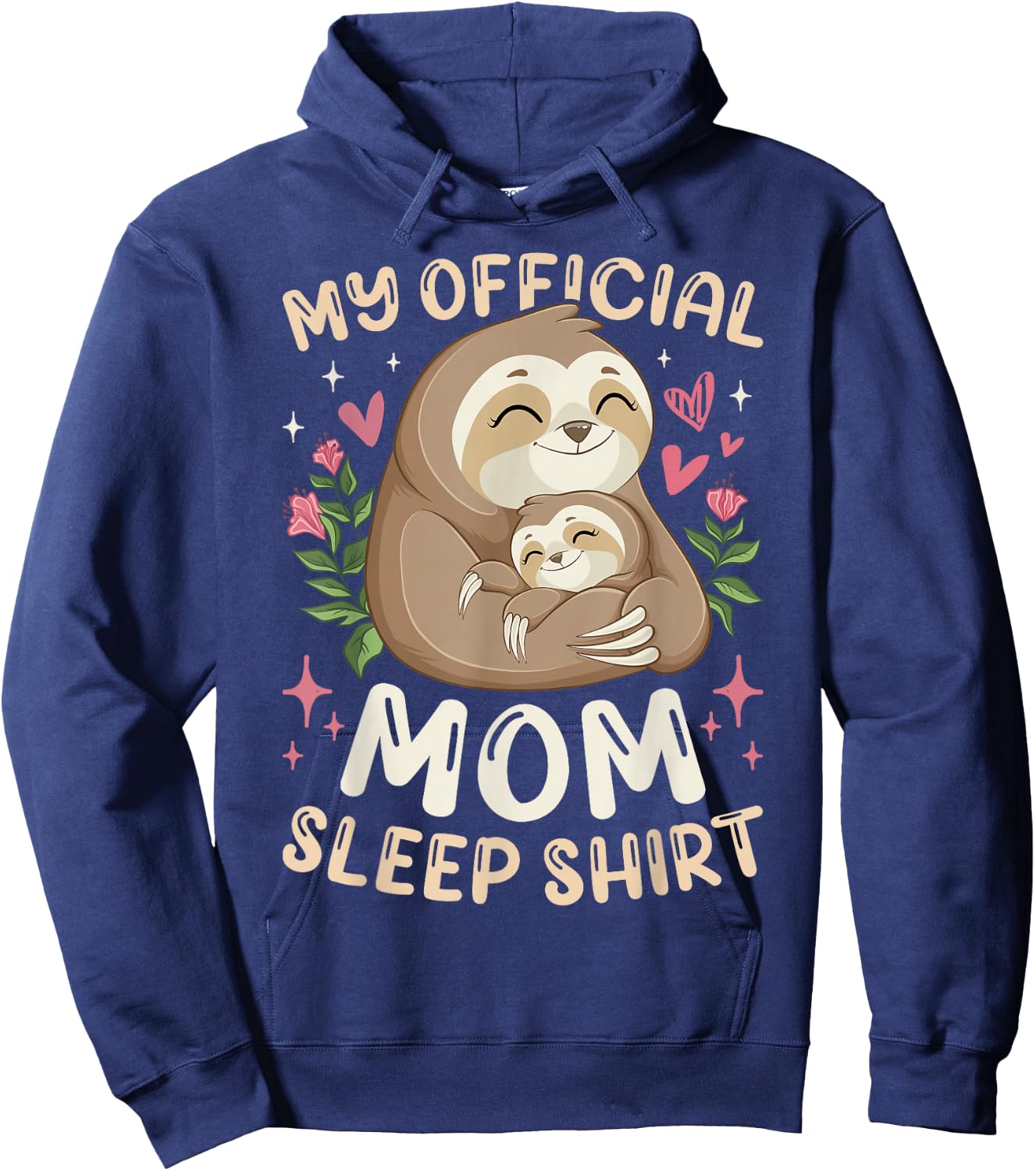Official Mom Sleep Shirt, Mother Child Sloths, Mother's Day Hoodie - Hoodie | Navy