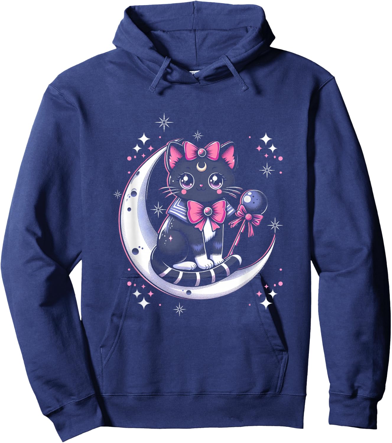 Sailor Meow Cat Sitting On The Moon Space Gothic Halloween Hoodie - Hoodie | Navy