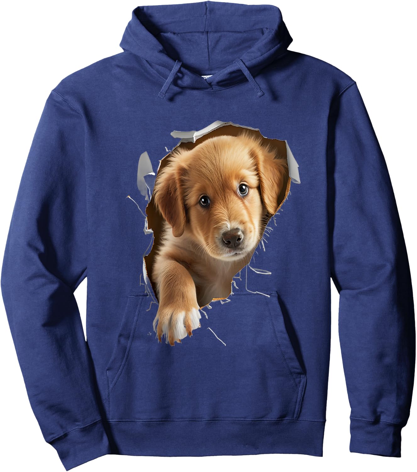 Cute Golden Retriever Puppy Dog Breaking Through Women Kids Hoodie - Hoodie | Navy
