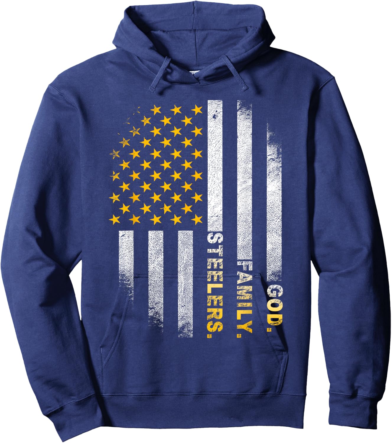 God Family Steelers-Pro Us Flag Shirt Father's Day Dad Gift Hoodie - Hoodie | Navy