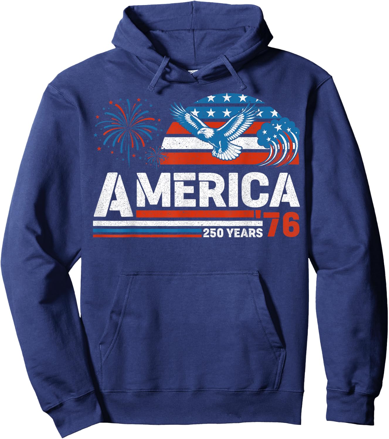 America Retro 250th Anniversary USA 1776 2026 4th of July Hoodie - Hoodie | Navy