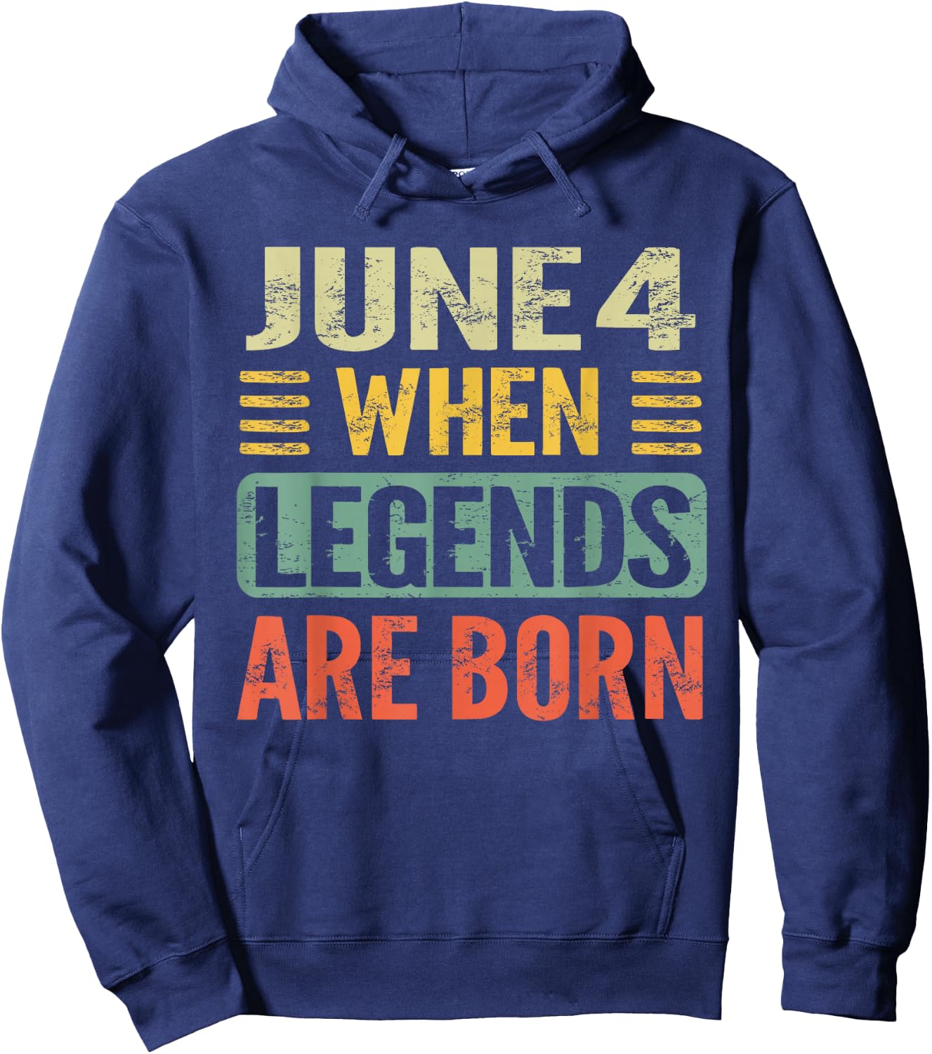 Legends are Born On June 4th Vintage Birthday Jun 4 Hoodie - Hoodie | Navy