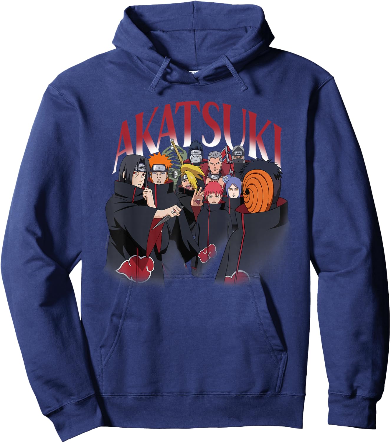 Naruto Shippuden Akatsuki Group Pose 90's Style Anime Hoodie - Hoodie | Navy