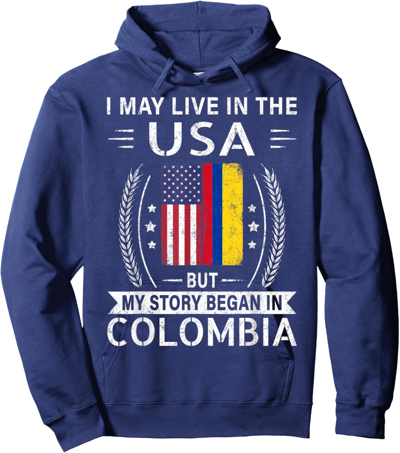 American Colombian Flag Shirt - My Story Began In Colombia Hoodie - Hoodie | Navy