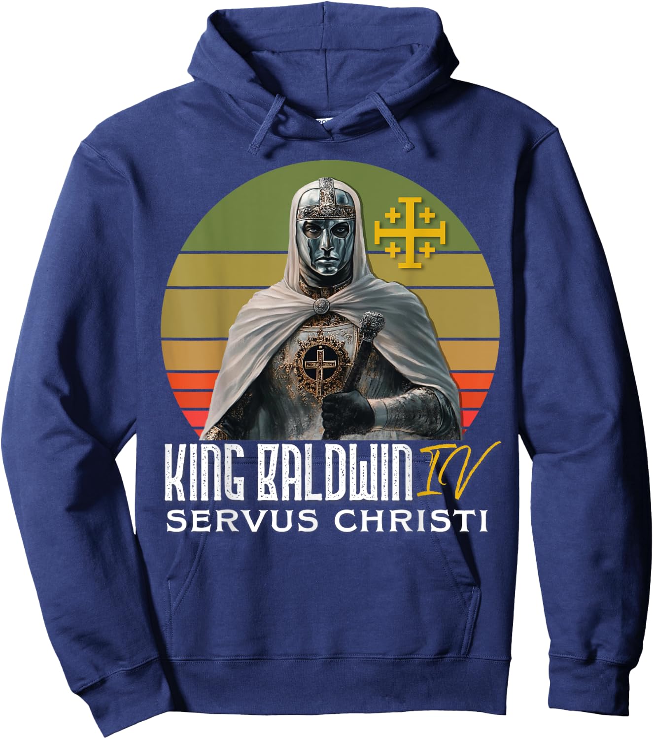 King Baldwin IV Jerusalem Cross Catholic Hoodie - Hoodie | Navy