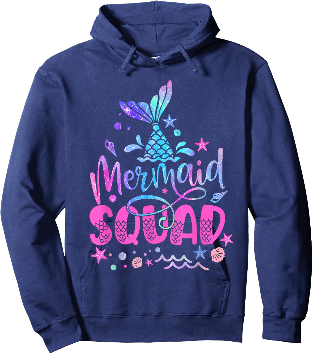 Mermaid Squad Mermaid Tail Toddler Girls Birthday outfit Hoodie - Hoodie | Navy