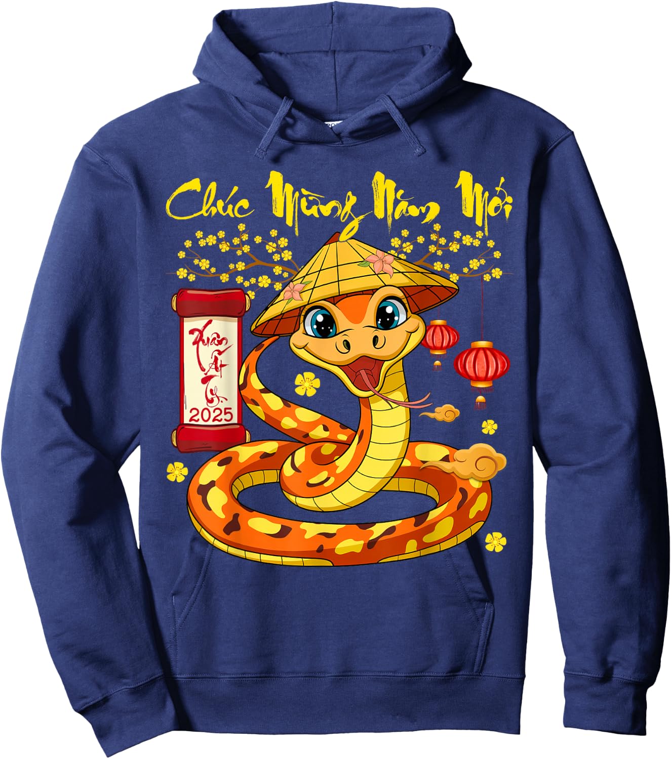 Vietnamese New Year 2025 Chuc Mung Nam Moi Tet At Ty 2025 Hoodie - Hoodie | Navy