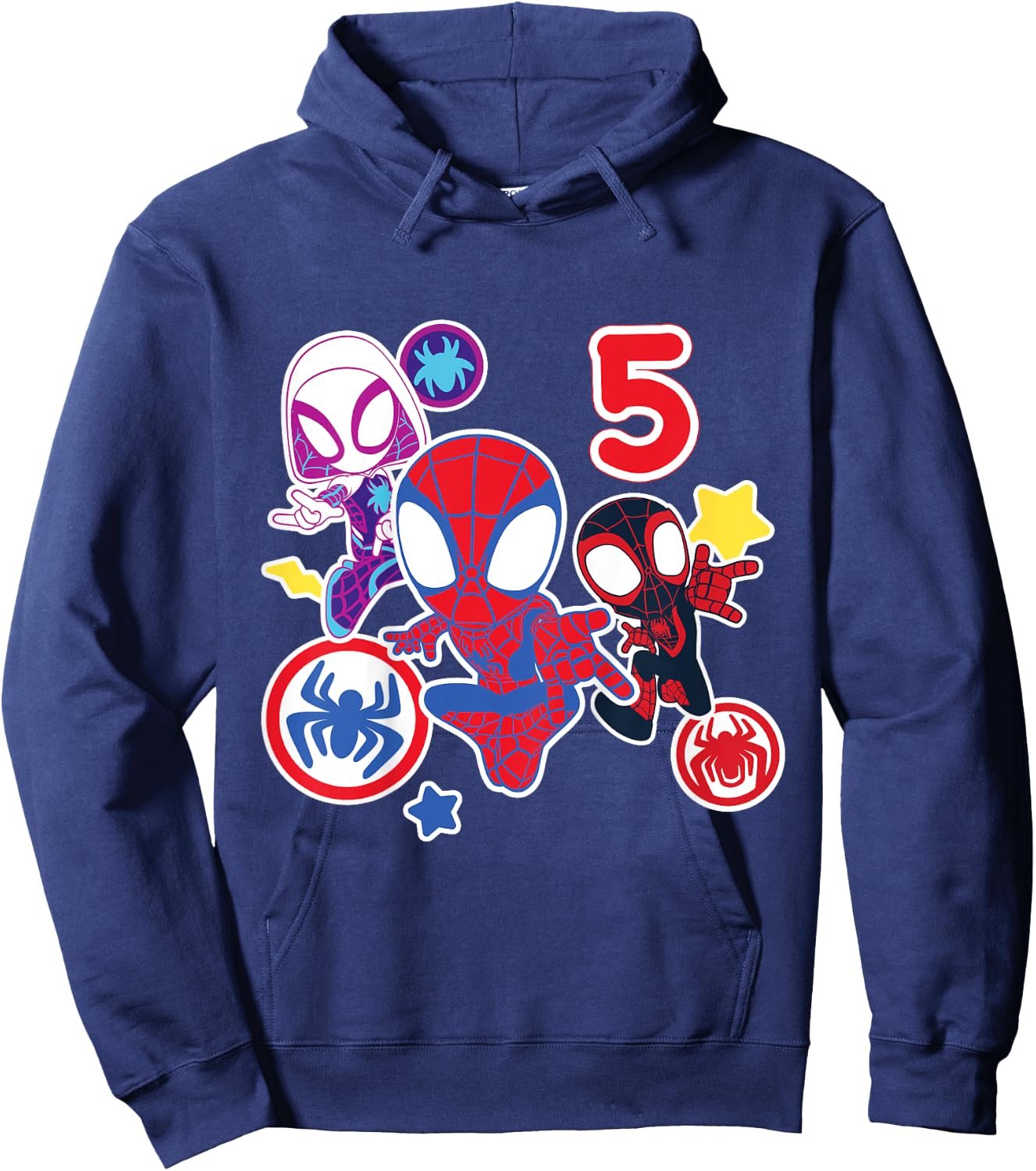 Kids Marvel Spidey and His Amazing Friends 5 Year Old Birthday , black Hoodie - Hoodie | Navy
