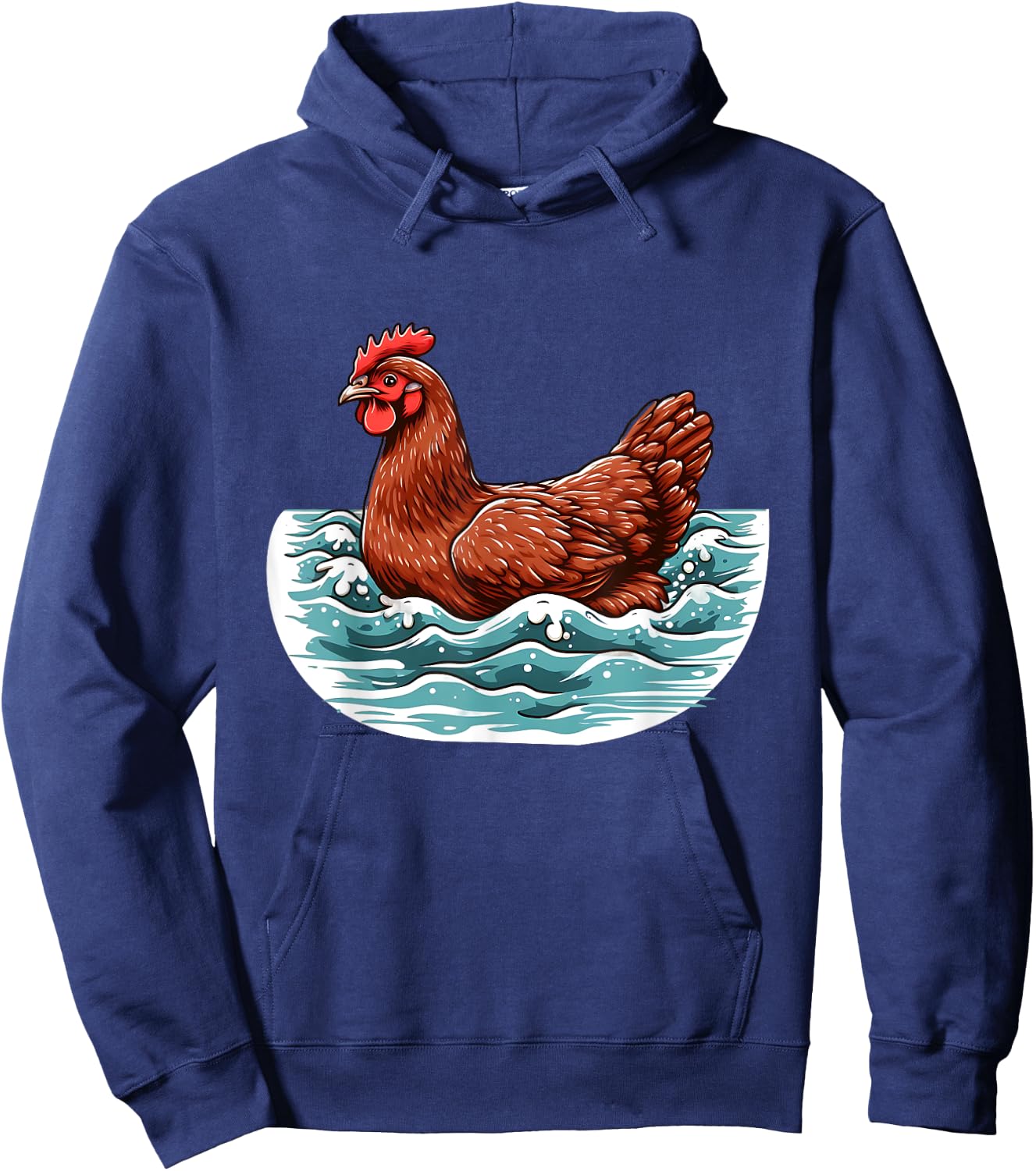 Chicken Swimming Through the Ocean - Swimming Chicken Hoodie - Hoodie | Navy