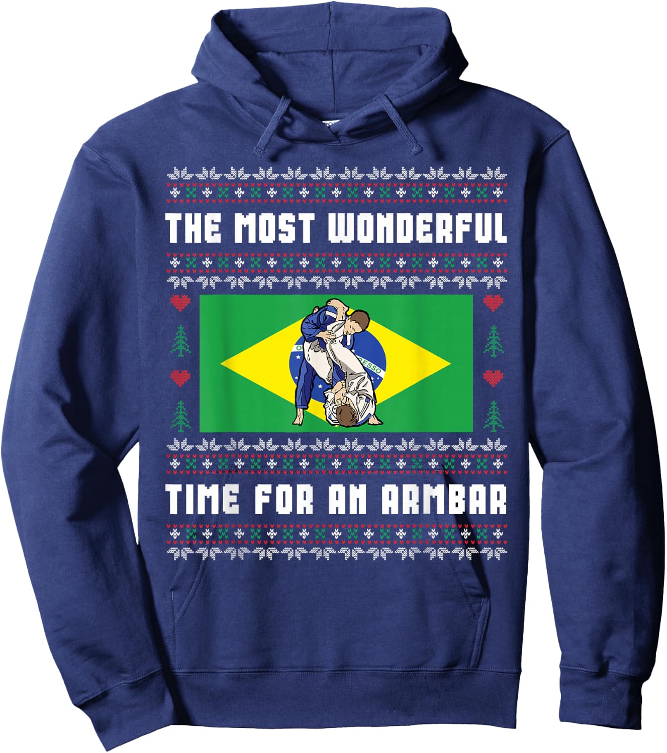 Brazilian Jiu Jitsu Armbar BJJ Funny Ugly Christmas Sweater Hoodie - Hoodie | Navy