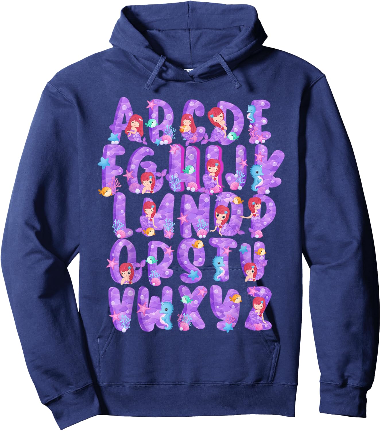 Mermaid Alphabet Hi Preschool PreK Kindergarten Kid Teacher Hoodie - Hoodie | Navy