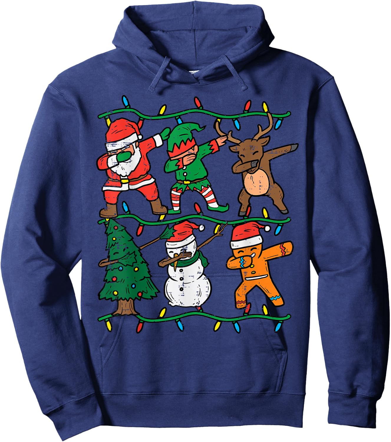 Dabbing Santa Elf Xmas PJs Christmas Men Girl Youth Boy Kids Hoodie - Hoodie | Navy