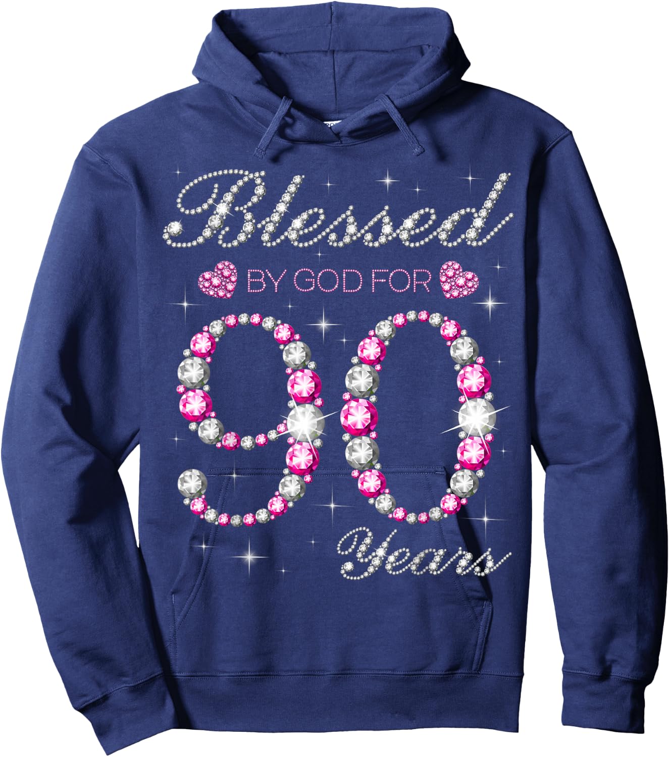 Blessed by God for 90 Years Old 90th Birthday Party B-Day Hoodie - Hoodie | Navy