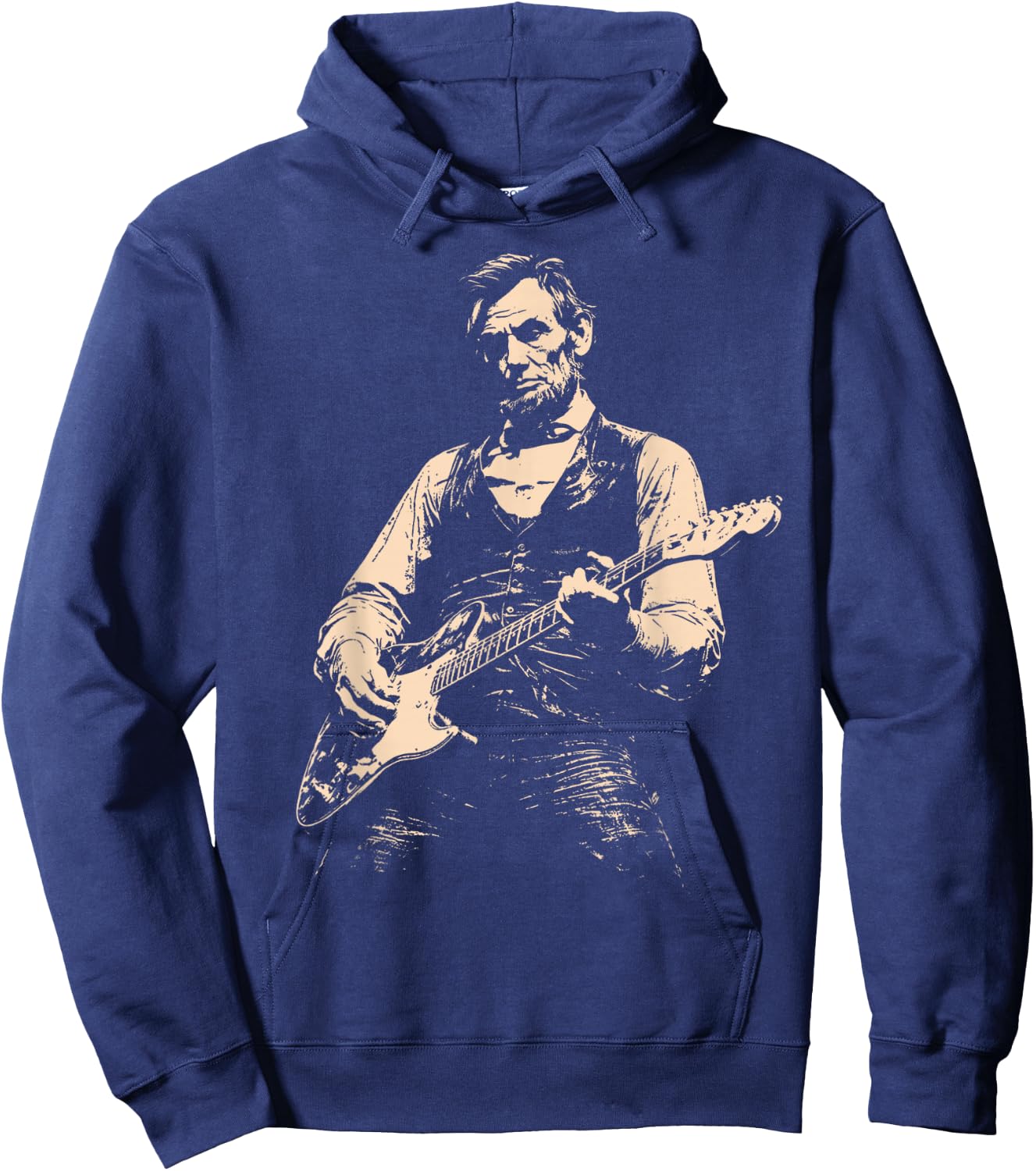 Retro George Washington Abe Lincoln Guitar Duo Hoodie - Hoodie | Navy