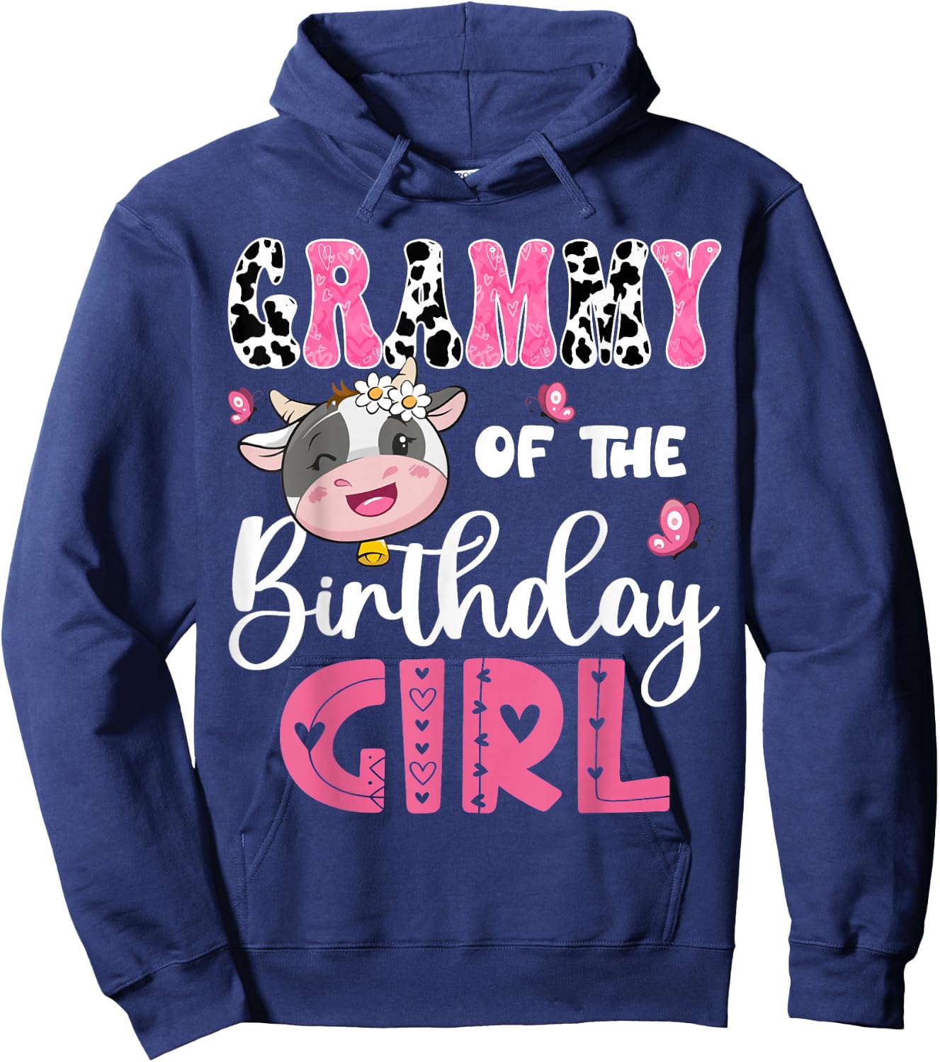 Grammy Of The Birthday Girl Farm Cow 1St Birthday Party Hoodie - Hoodie | Navy