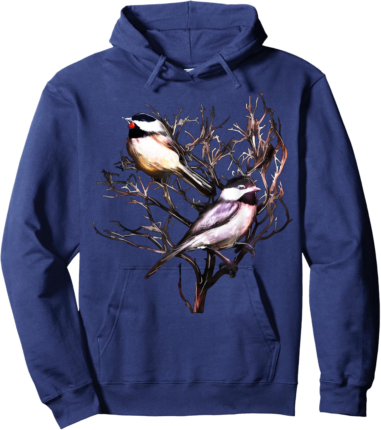 Cute Black Capped Chickadees in Branches Hoodie - Hoodie | Navy