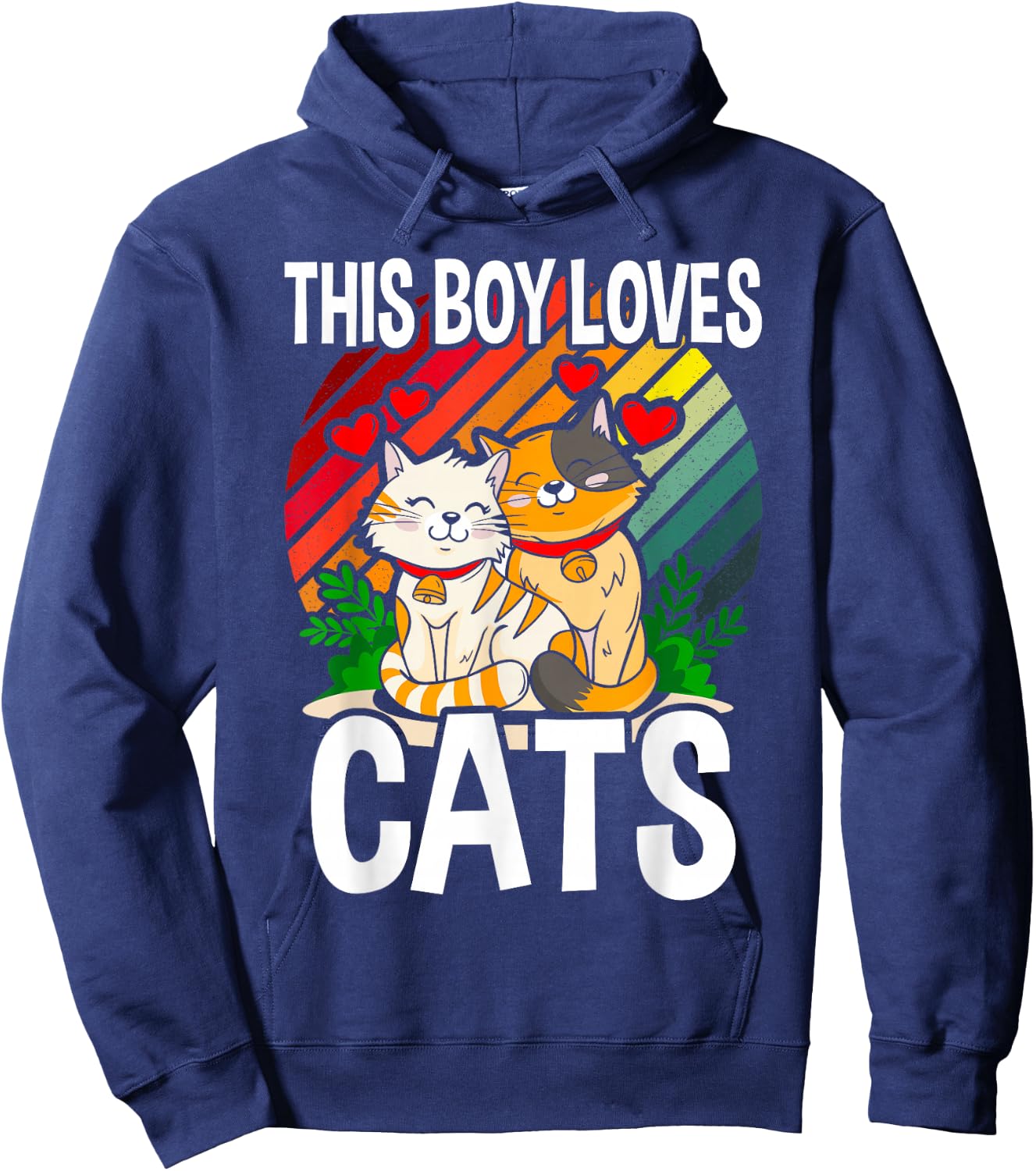 This Boy Loves Cats Boys Cat Hoodie - Hoodie | Navy