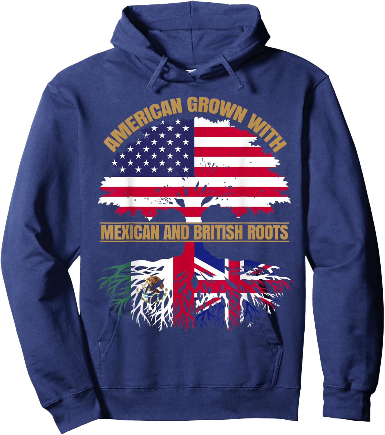 Heritage American Grown with Mexican British Roots Hoodie - Hoodie | Navy