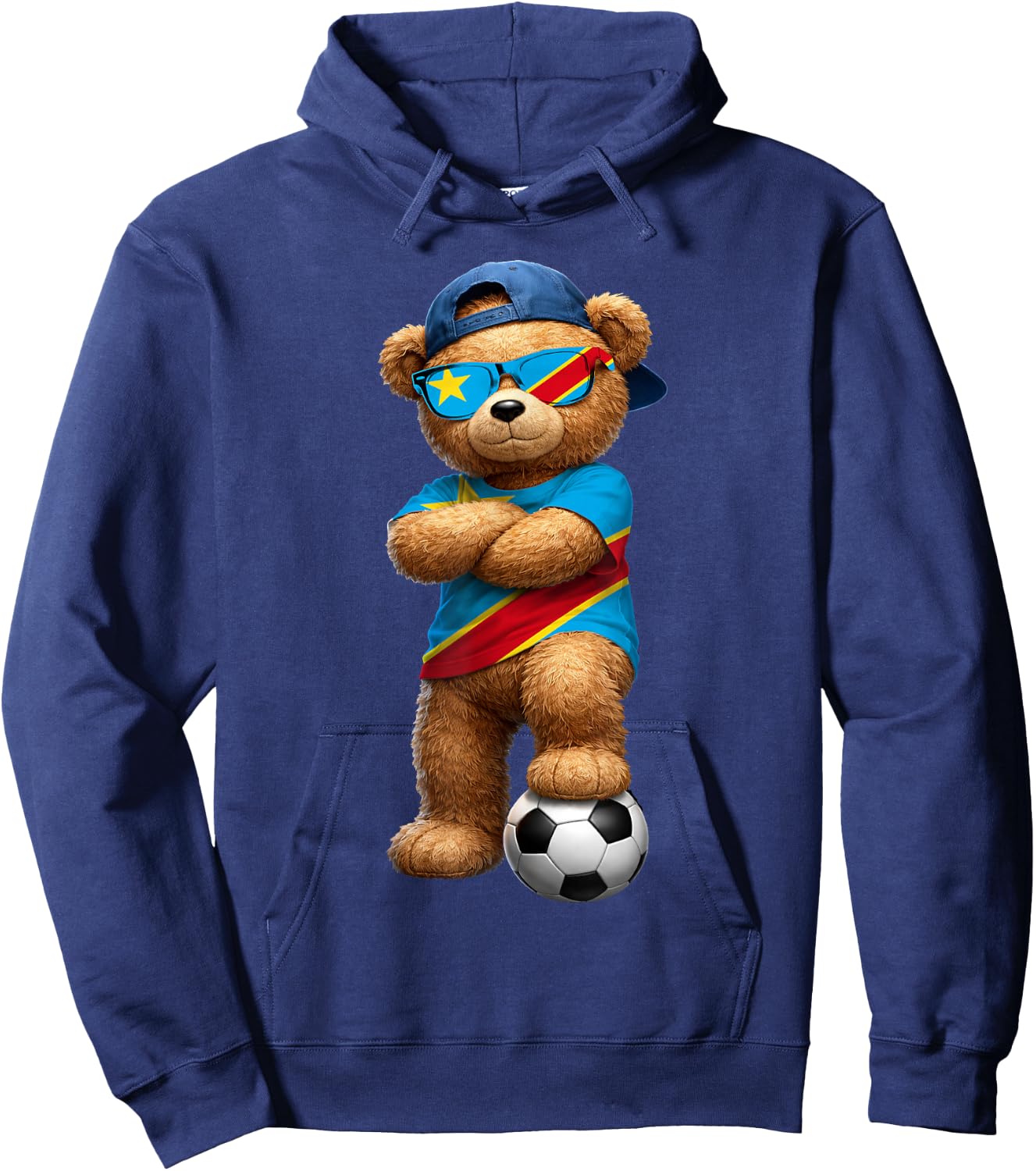 Congolese Flag Teddy Player Sports Outfit for Congo Hoodie - Hoodie | Navy