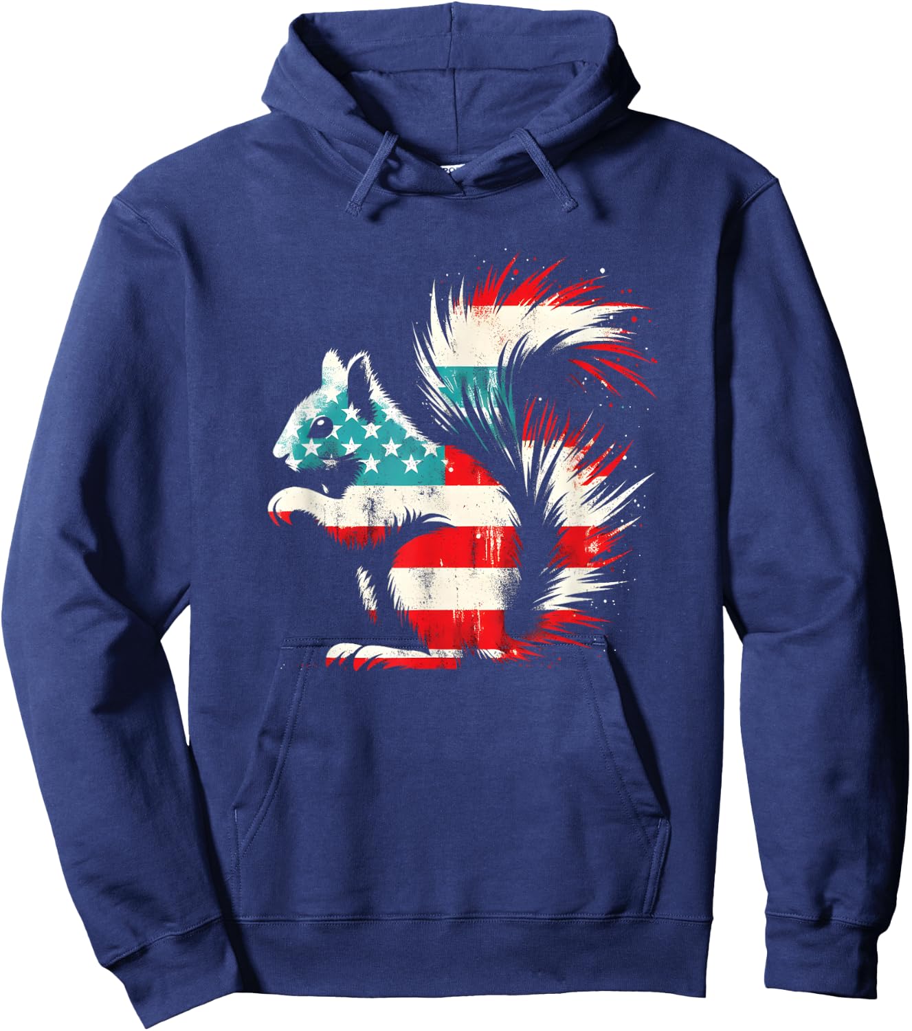 Squirrel American Flag - Patriotic USA Squirrel Rodent Lover Hoodie - Hoodie | Navy