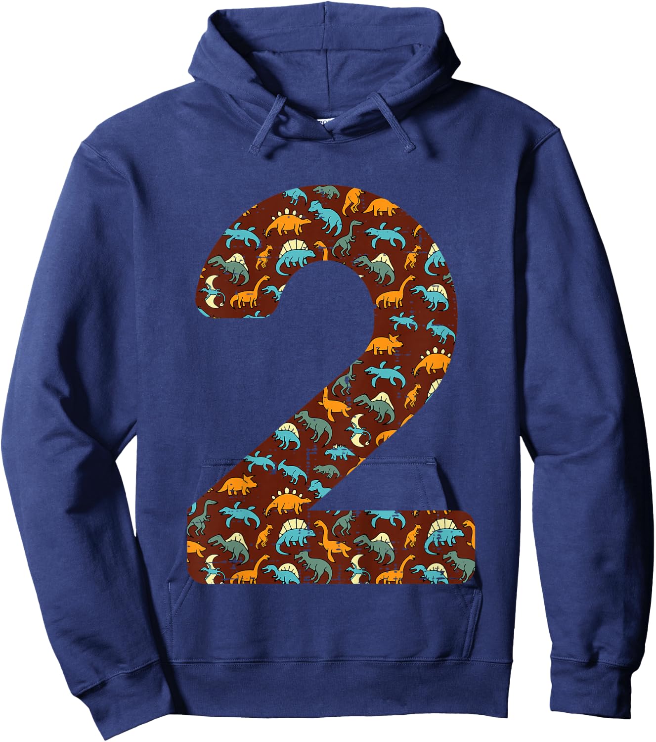 Kids 2nd Birthday 2 Dinosaurs Trex Two Year Bday Toddler Boys Kid Hoodie - Hoodie | Navy