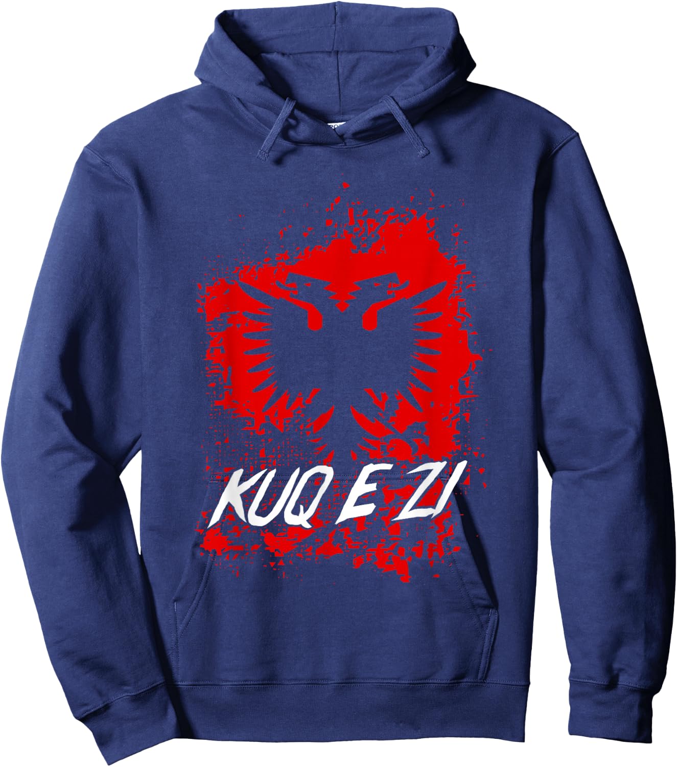 Kuq E Zi Shqipe Albanian Albania Double Eagle Hoodie - Hoodie | Navy