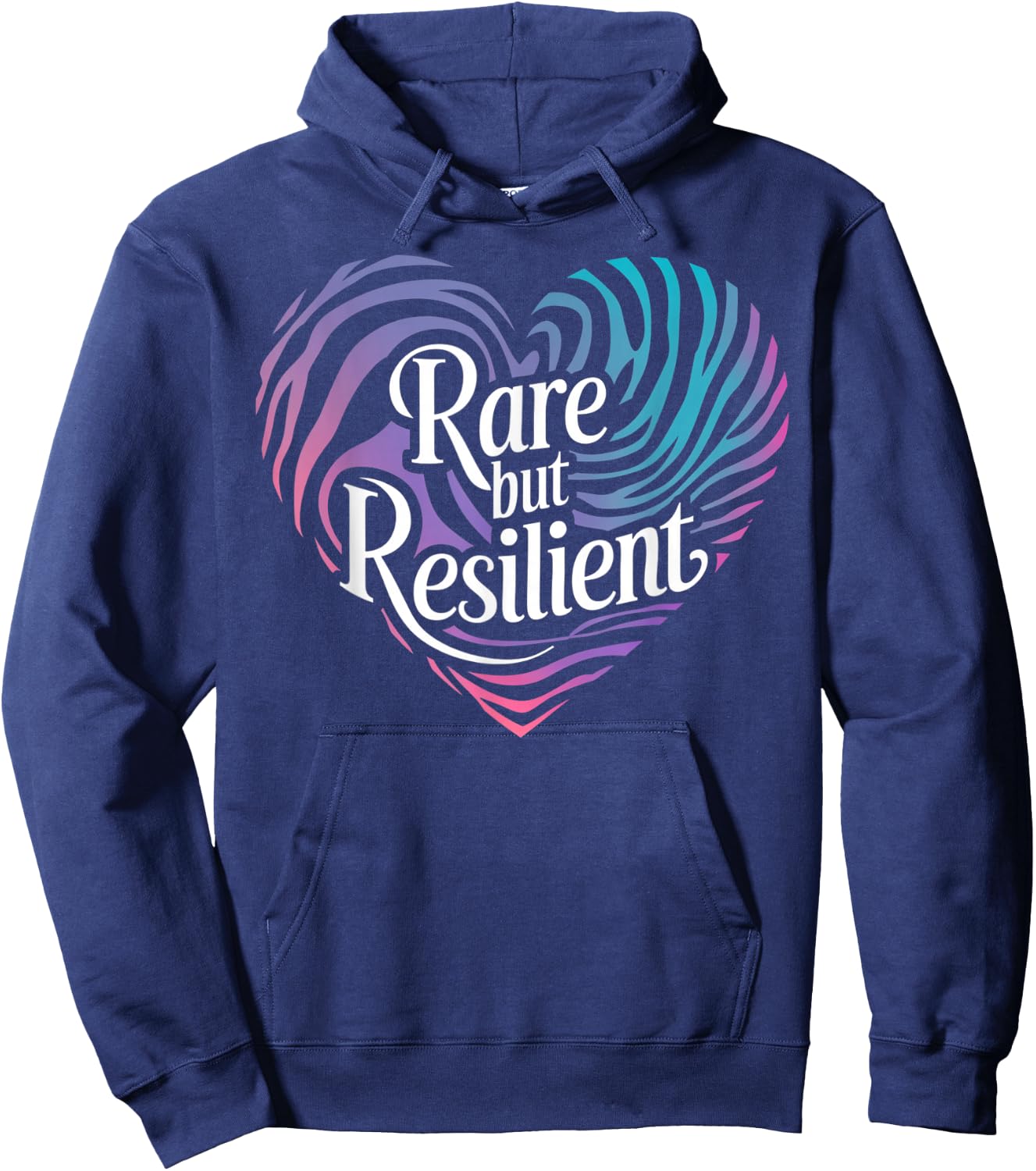 Rare but Resilient Zebra Heart Shirt - Rare Disease Day 2026 Hoodie - Hoodie | Navy