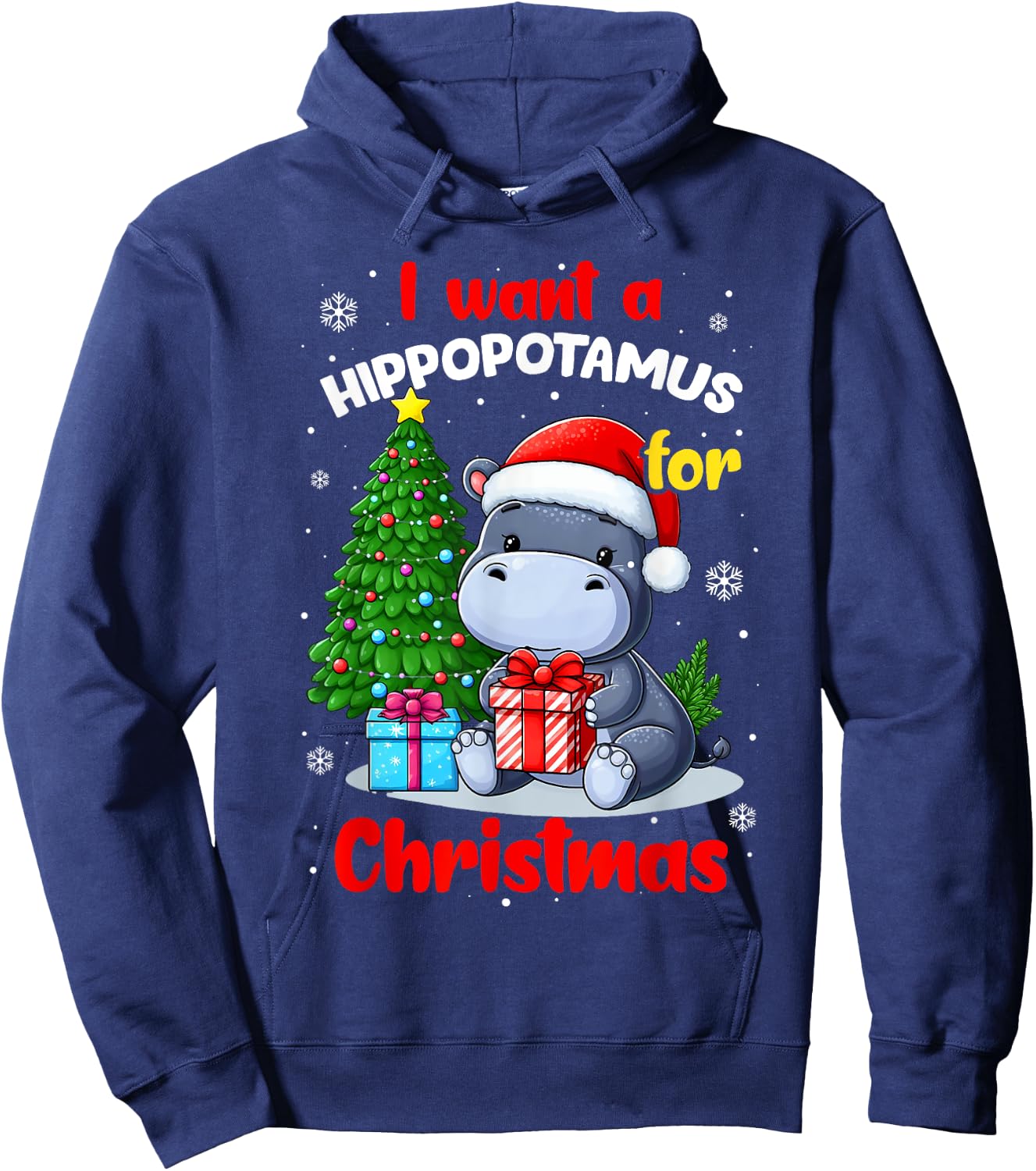 I Want A Hippopotamus For Christmas Hippo For Kids Boys Xmas Hoodie - Hoodie | Navy