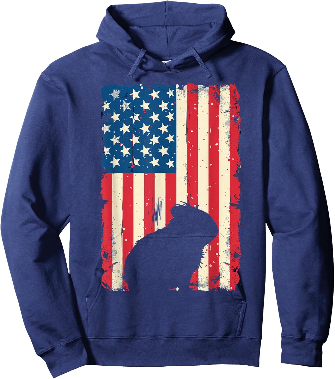 Patriotic Guinea Pig Animal 4th of July US American Flag Women Kids Men Hoodie - Hoodie | Navy