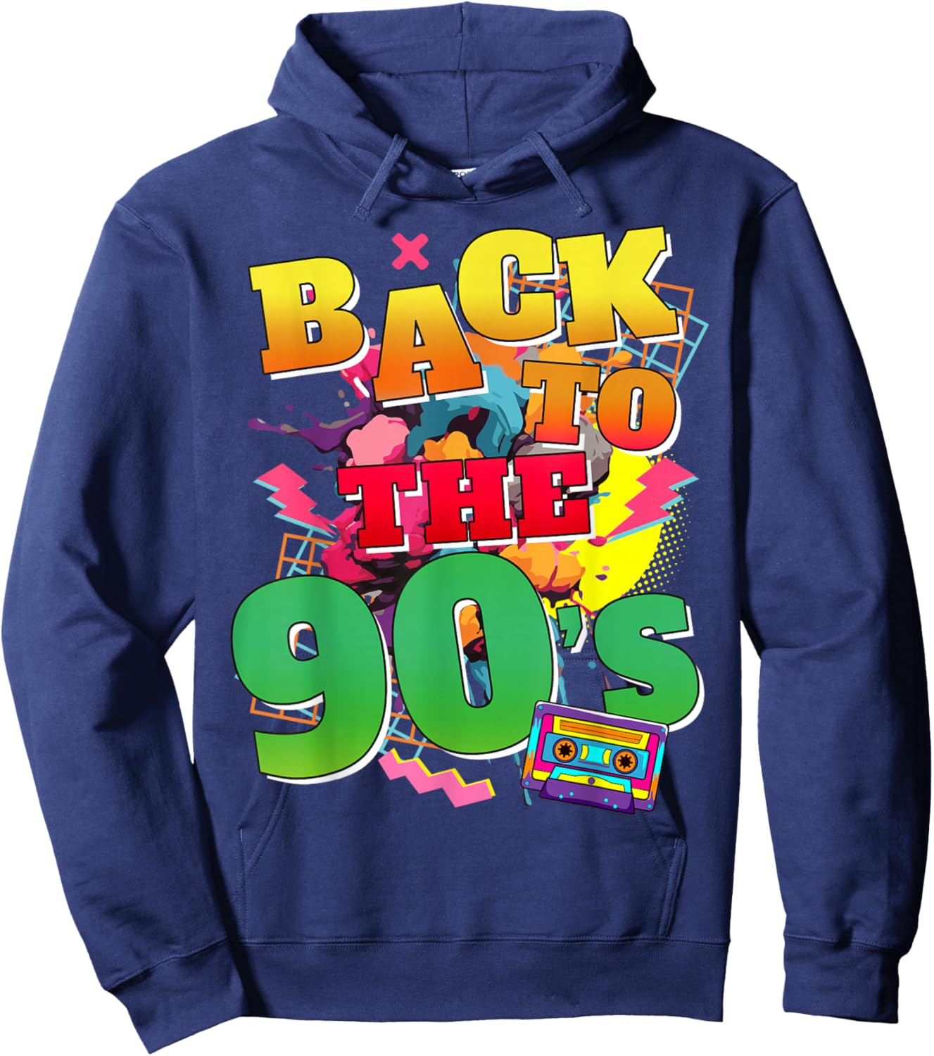 Funny 90s Back To The 90s Retro Themed Party , black Hoodie - Hoodie | Navy