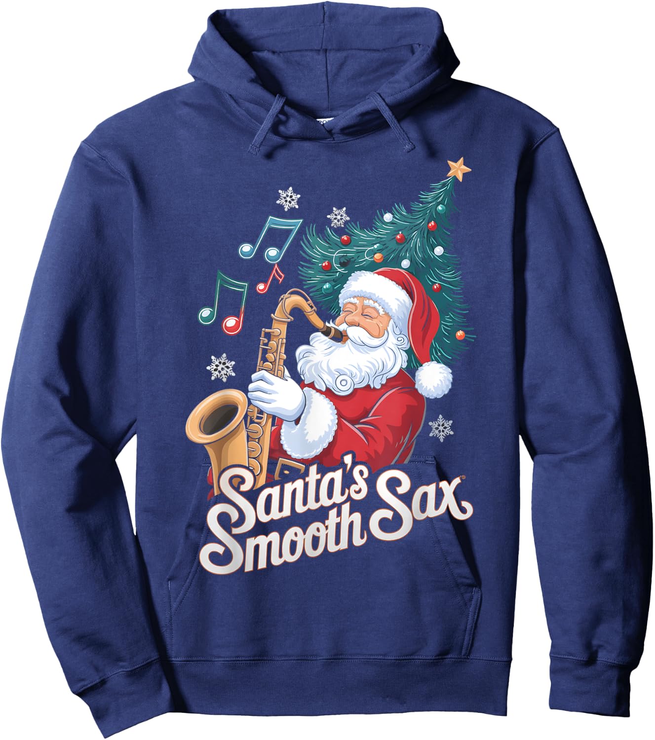 Santas Smooth Sax Saxophone Santa Jazz Christmas Hoodie - Hoodie | Navy