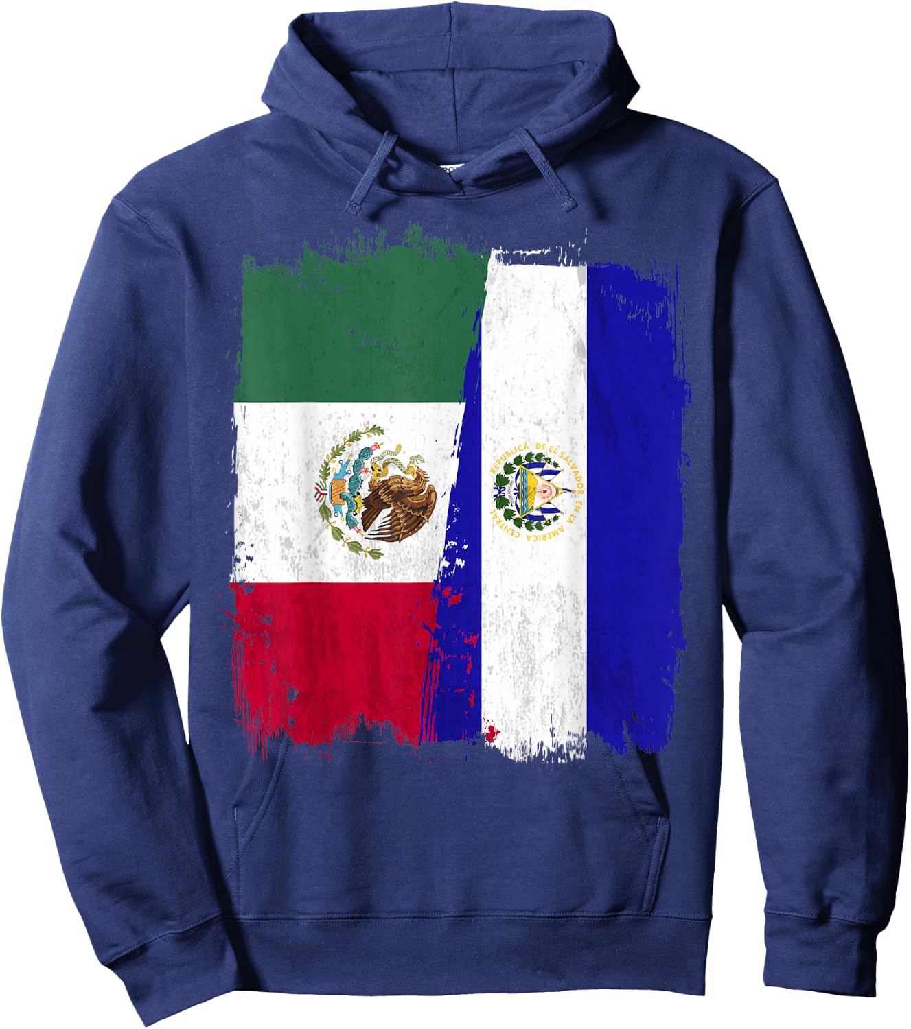 Mexican El Salvador Flag Half Mexican El Salvadoria Flag Hoodie - Hoodie | Navy