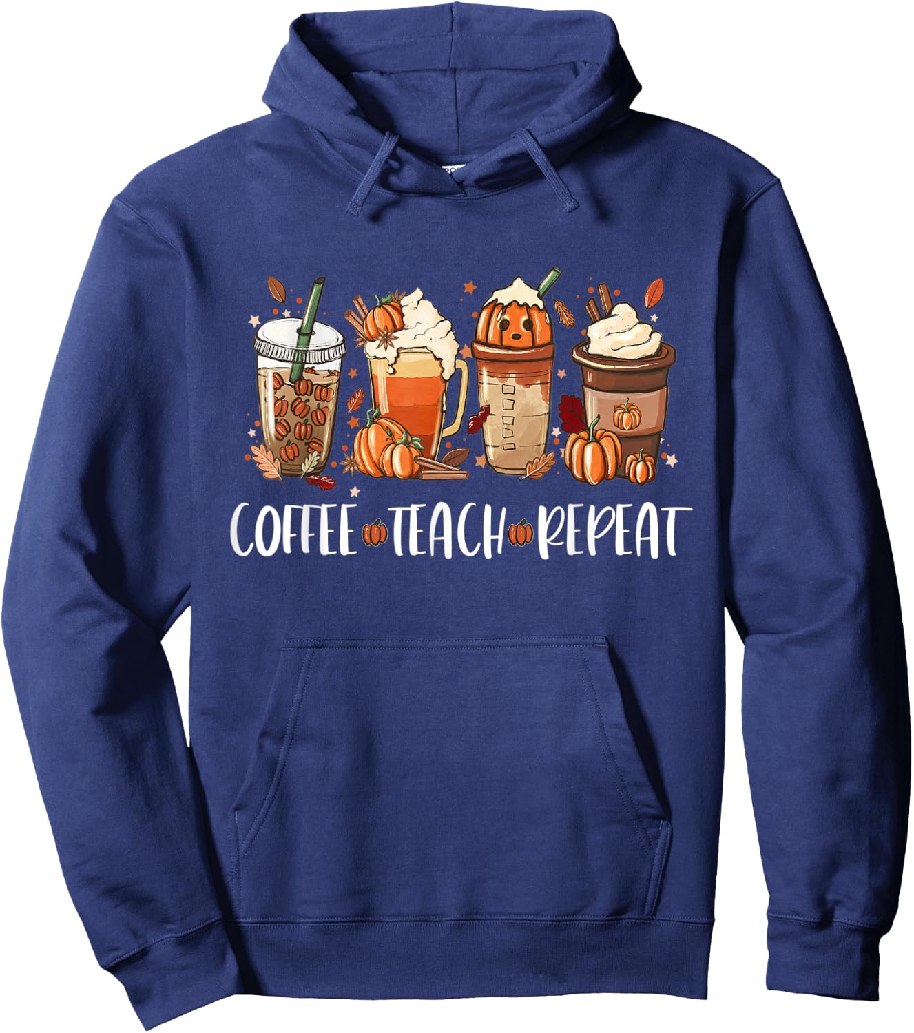 Coffee Teach Repeat Halloween Pumpkin Spice Hoodie - Hoodie | Navy