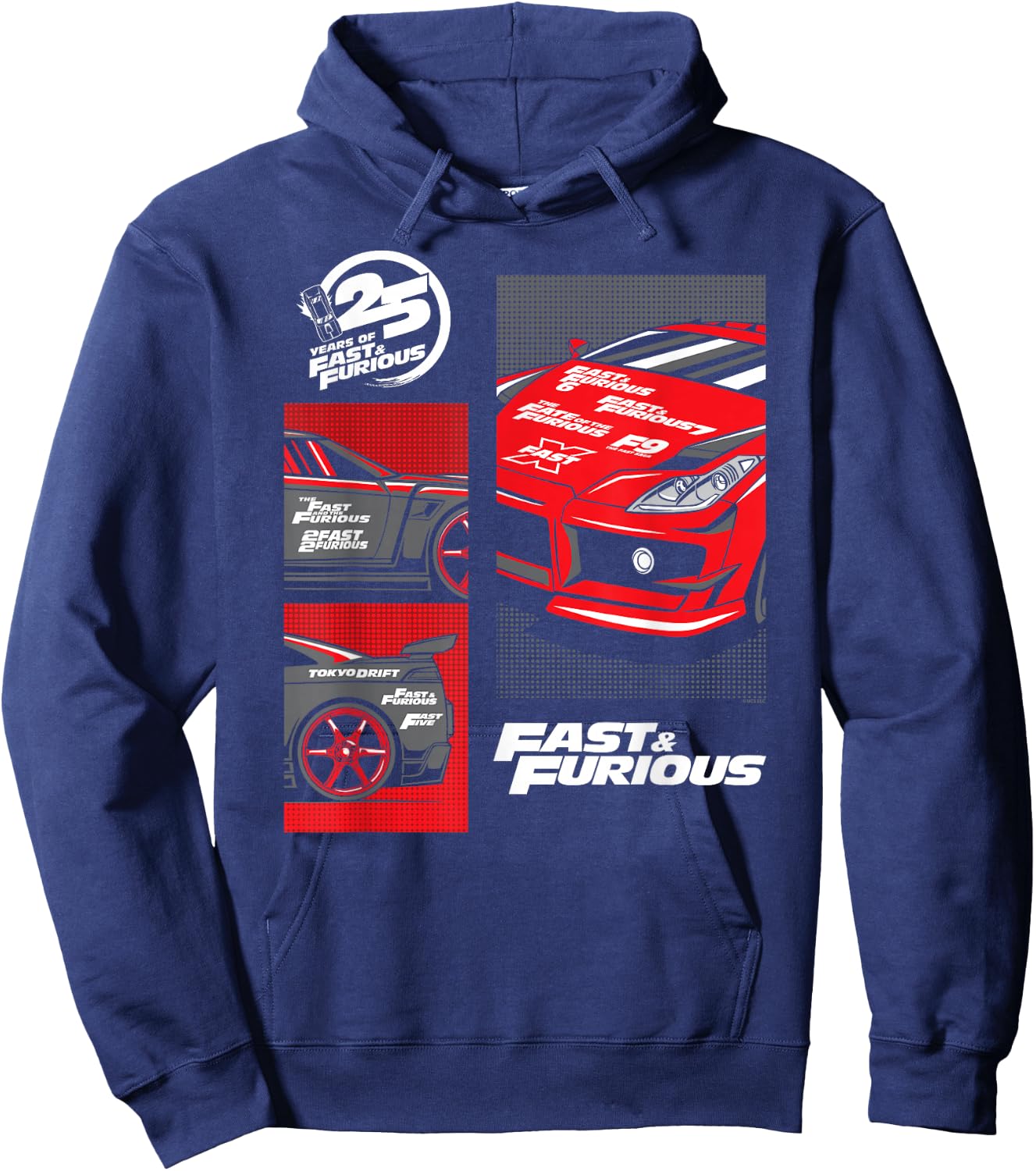 Fast & Furious 25th Anniversary Car Montage Hoodie - Hoodie | Navy