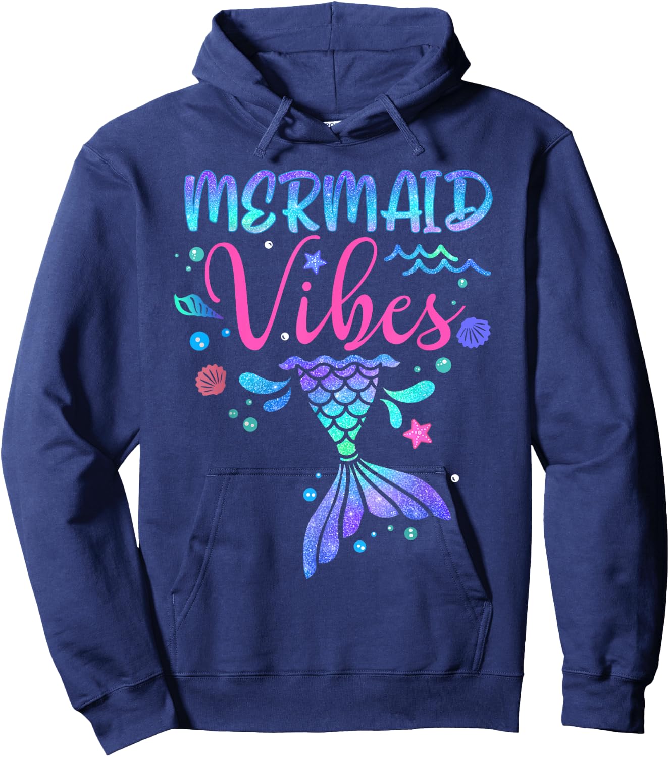 Mermaid Vibes Party Mermaid Tail Matching Family Squad Hoodie - Hoodie | Navy