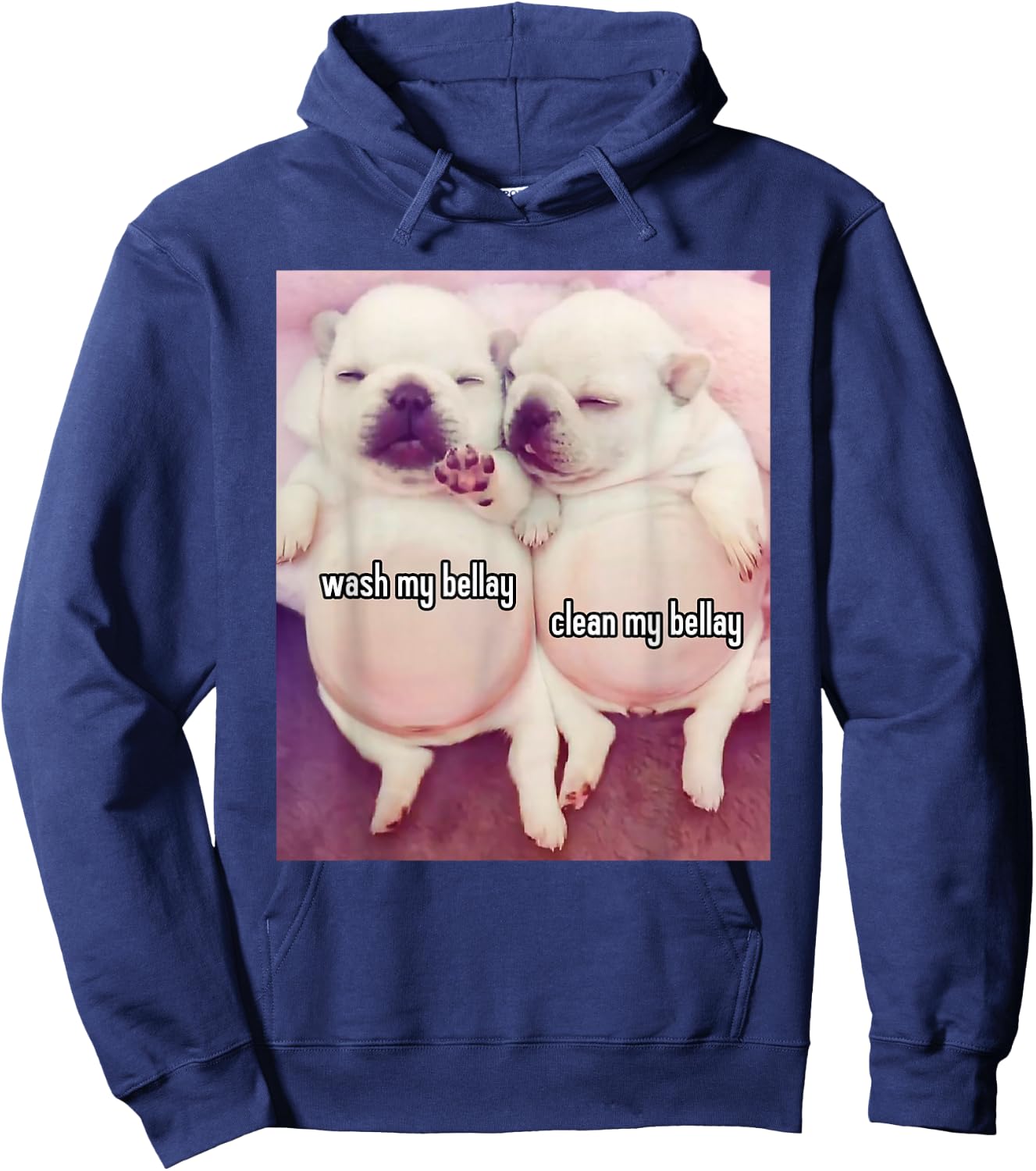 Pibble Meme Wash My Belly Funny Two Pibbles Hoodie - Hoodie | Navy