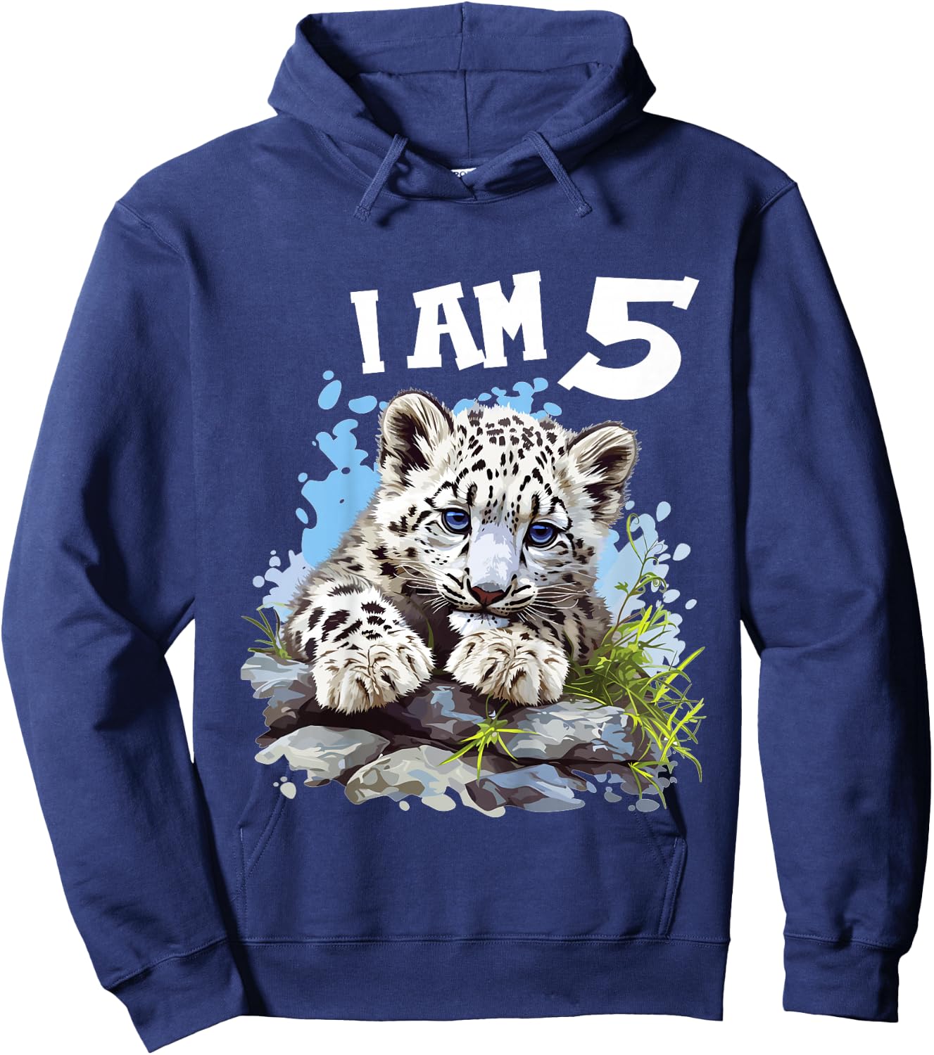 5 Years old 5 birthday Snow Leopards Boy girl Snow Leopard Hoodie - Hoodie | Navy