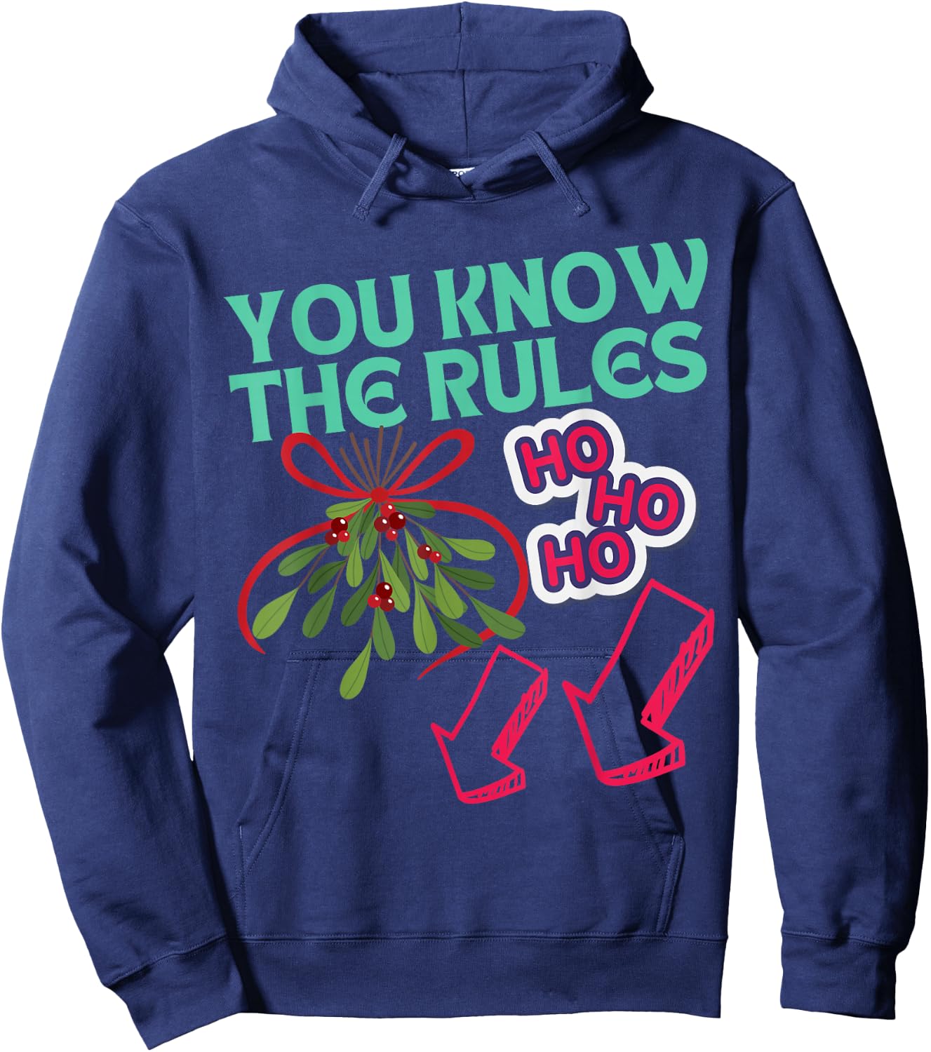 Funny Christmas Mistletoe Below The Belt Sexy Adult Humor Hoodie - Hoodie | Navy