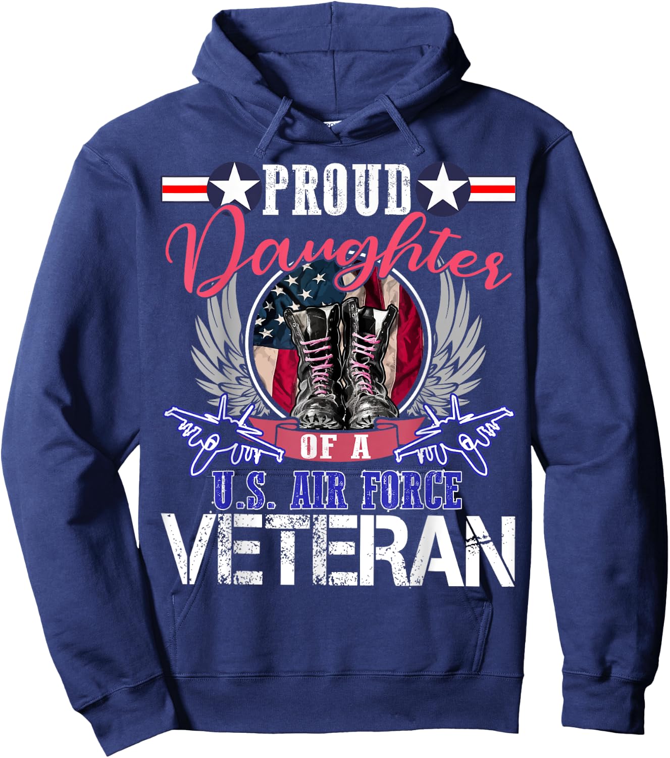 Vintage Proud Daughter Of A U.S. Air Force Veteran Gift Hoodie - Hoodie | Navy