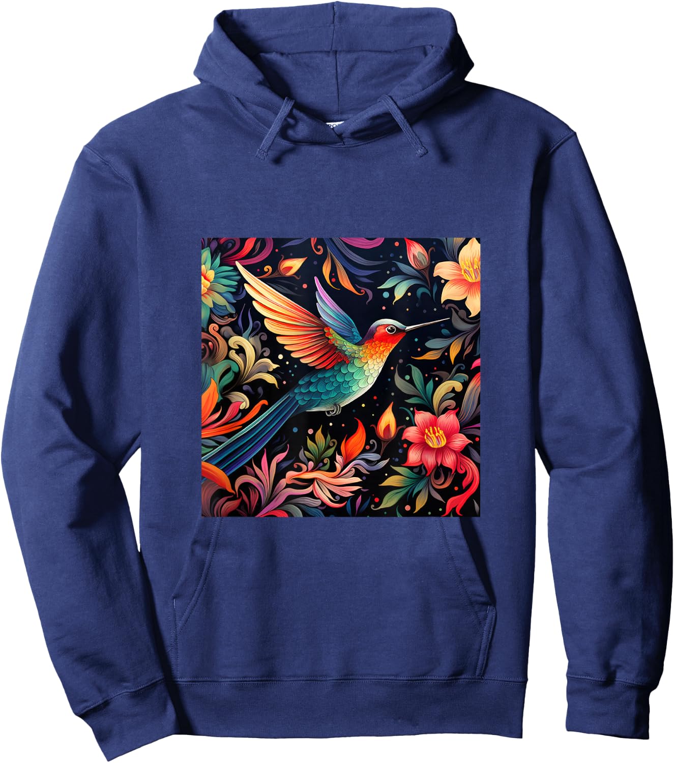 Hummingbird Pattern Hoodie - Hoodie | Navy