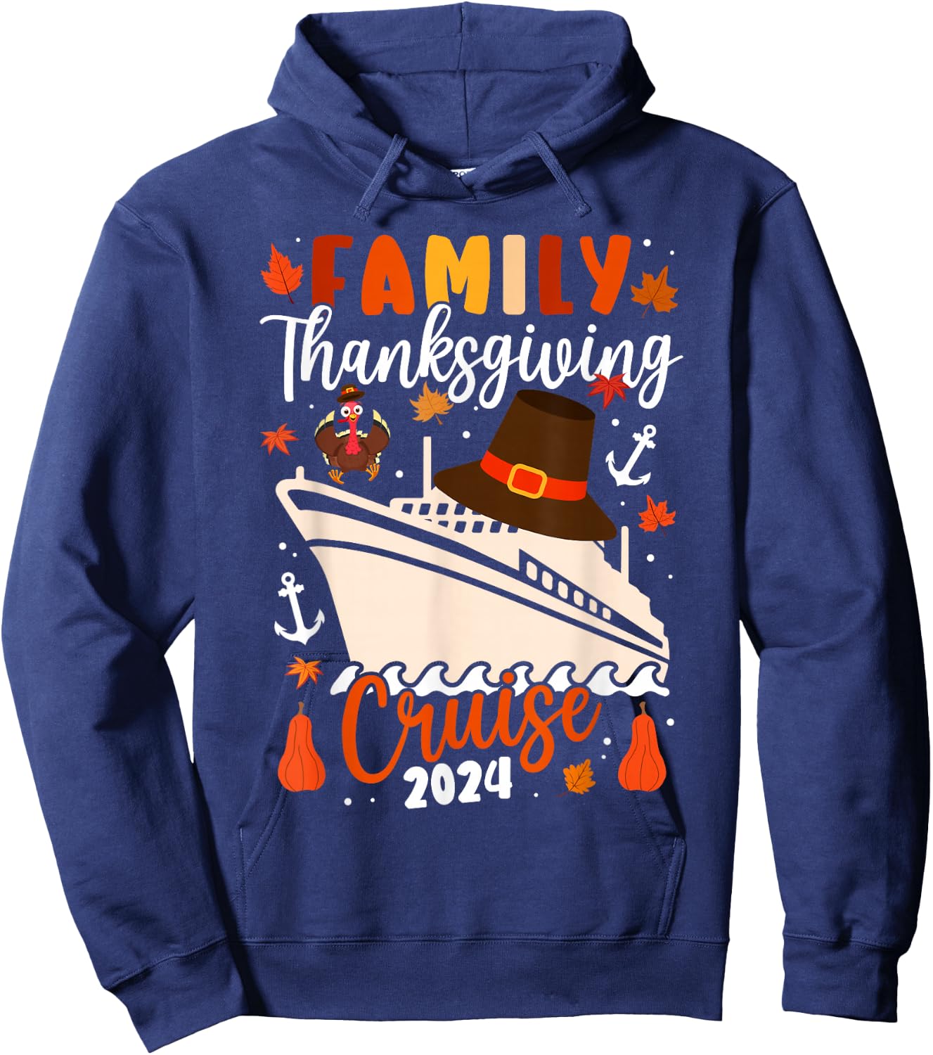 Family Thanksgiving Cruise 2024 Autumn Cruise Squad Matching Hoodie - Hoodie | Navy