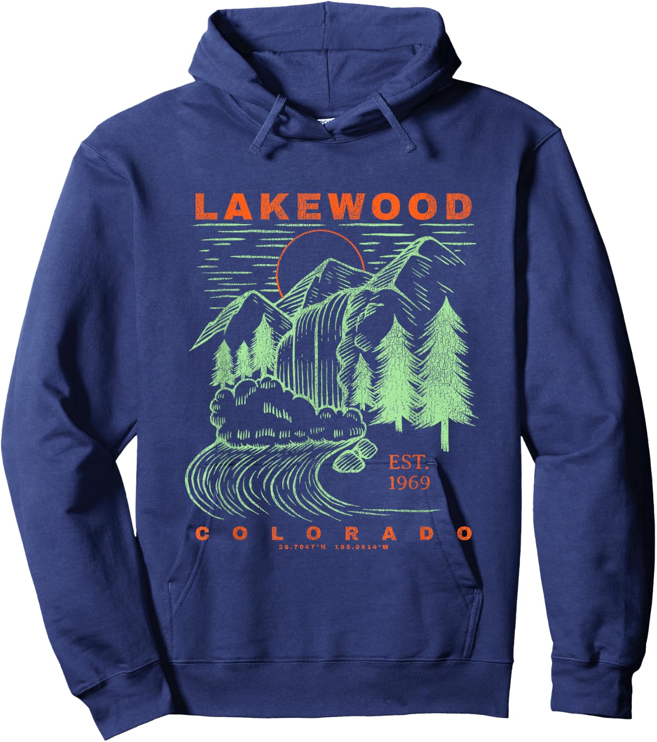 Lakewood Colorado Cool Travel Souvenir Rustic Lakewood Hoodie - Hoodie | Navy