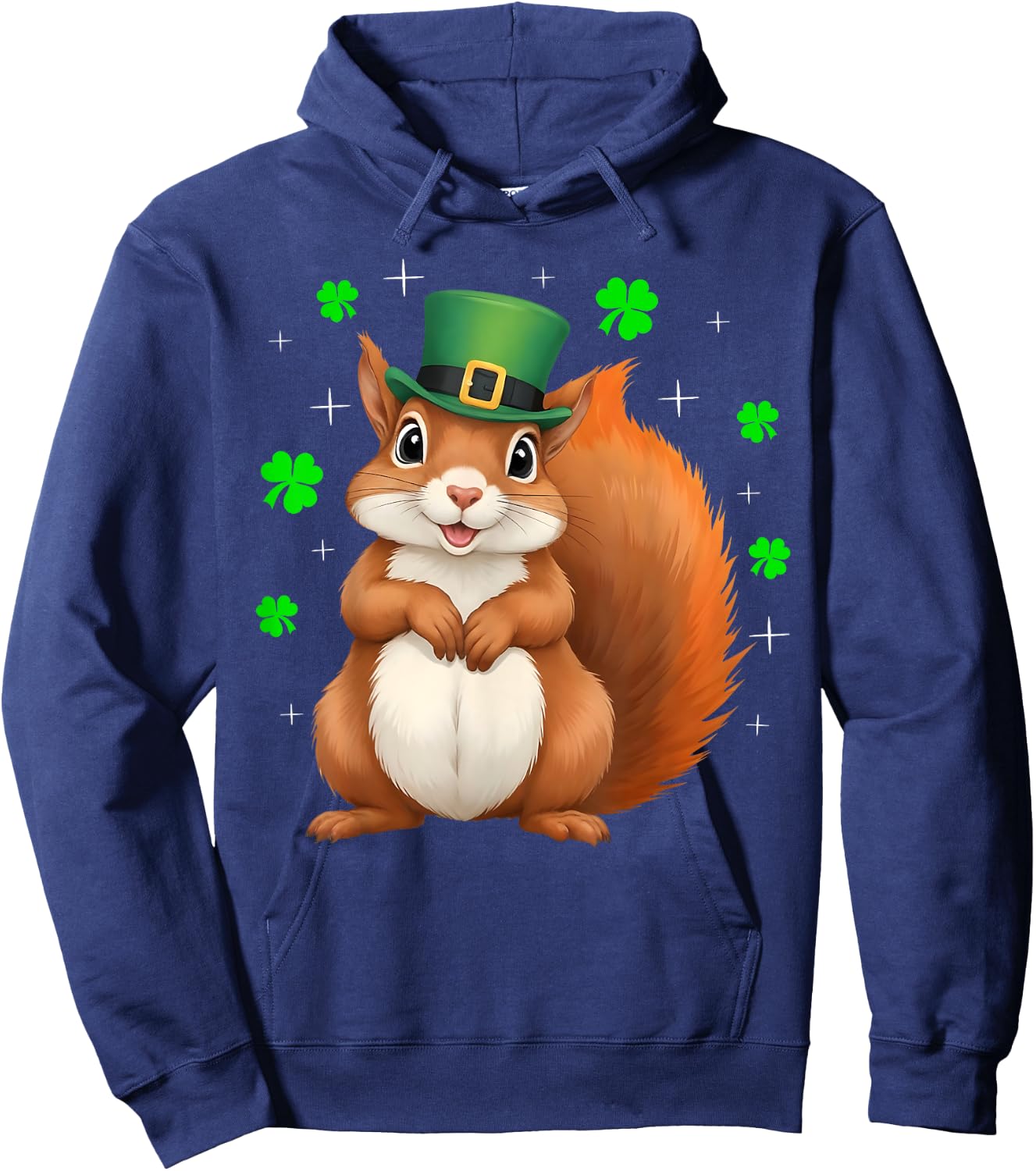 Irish Shamrock Leprechaun Hat Squirrel St Patrick's Day Hoodie - Hoodie | Navy
