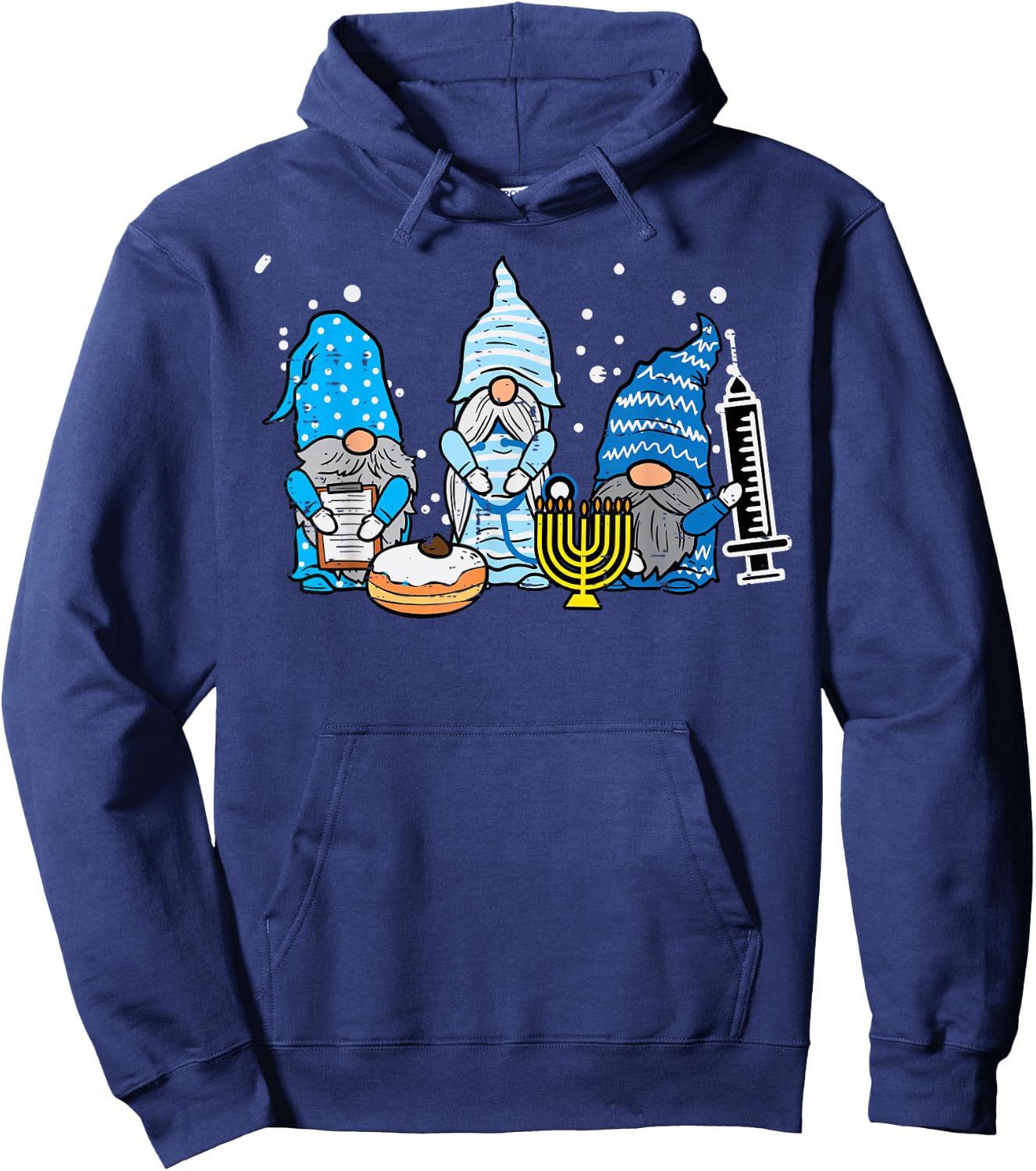 Hanukkah Gnomes Nurse Chanukah Scrub Top Jewish Squad Women Hoodie - Hoodie | Navy