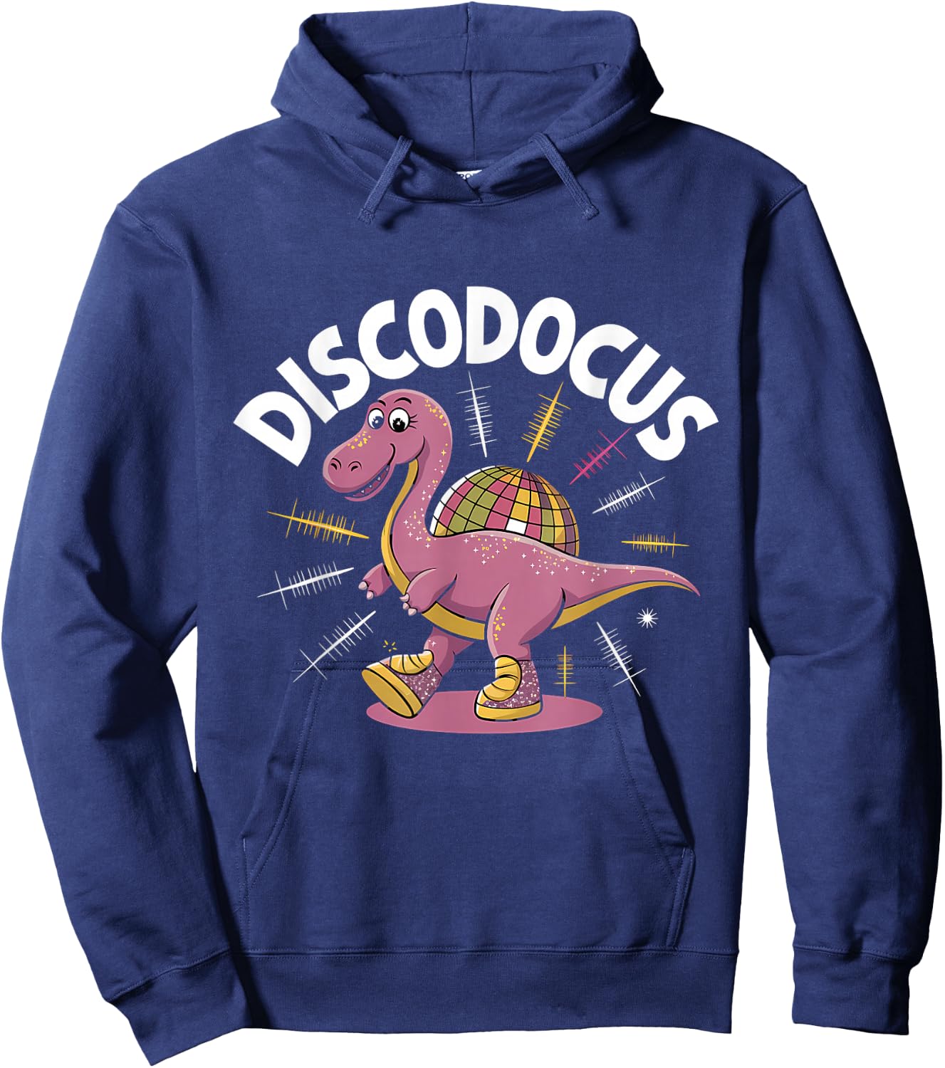 Disco Ball Diplodocus Dinosaur 70s Funny Disco Dance Party Hoodie - Hoodie | Navy